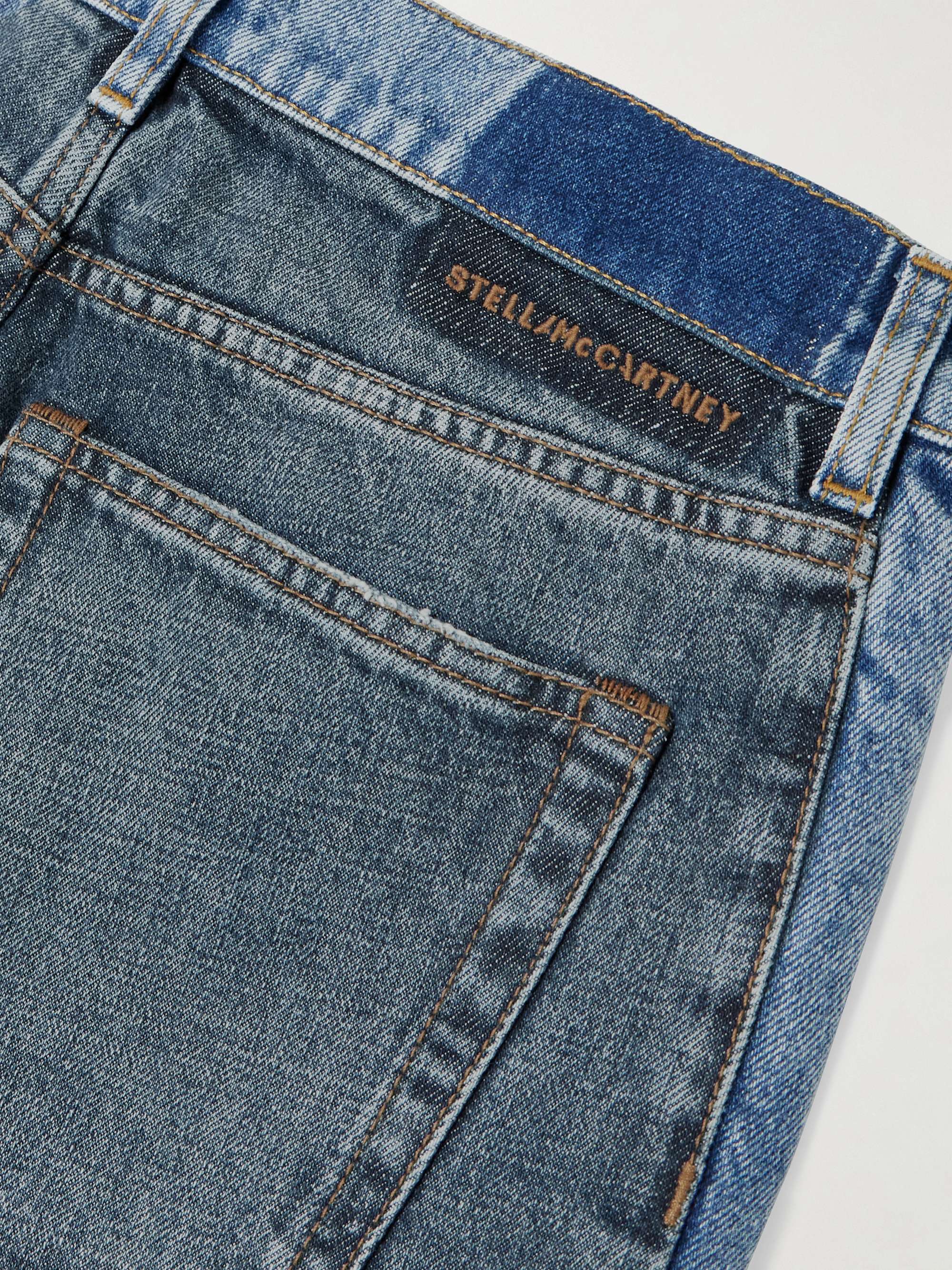 Frayed two-tone mid-rise wide-leg jeans view