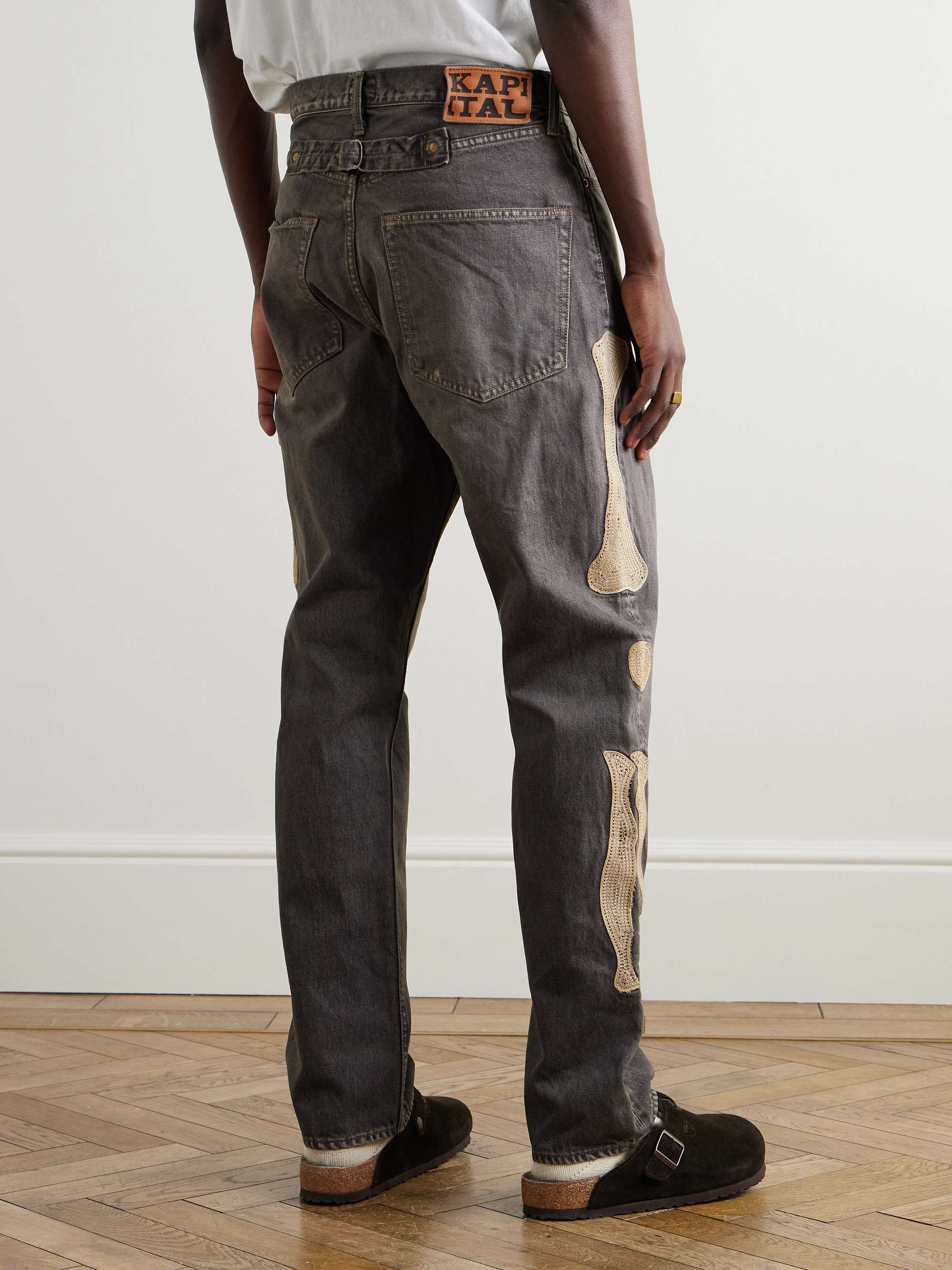 Slim-Fit Crochet-Trimmed Jeans view