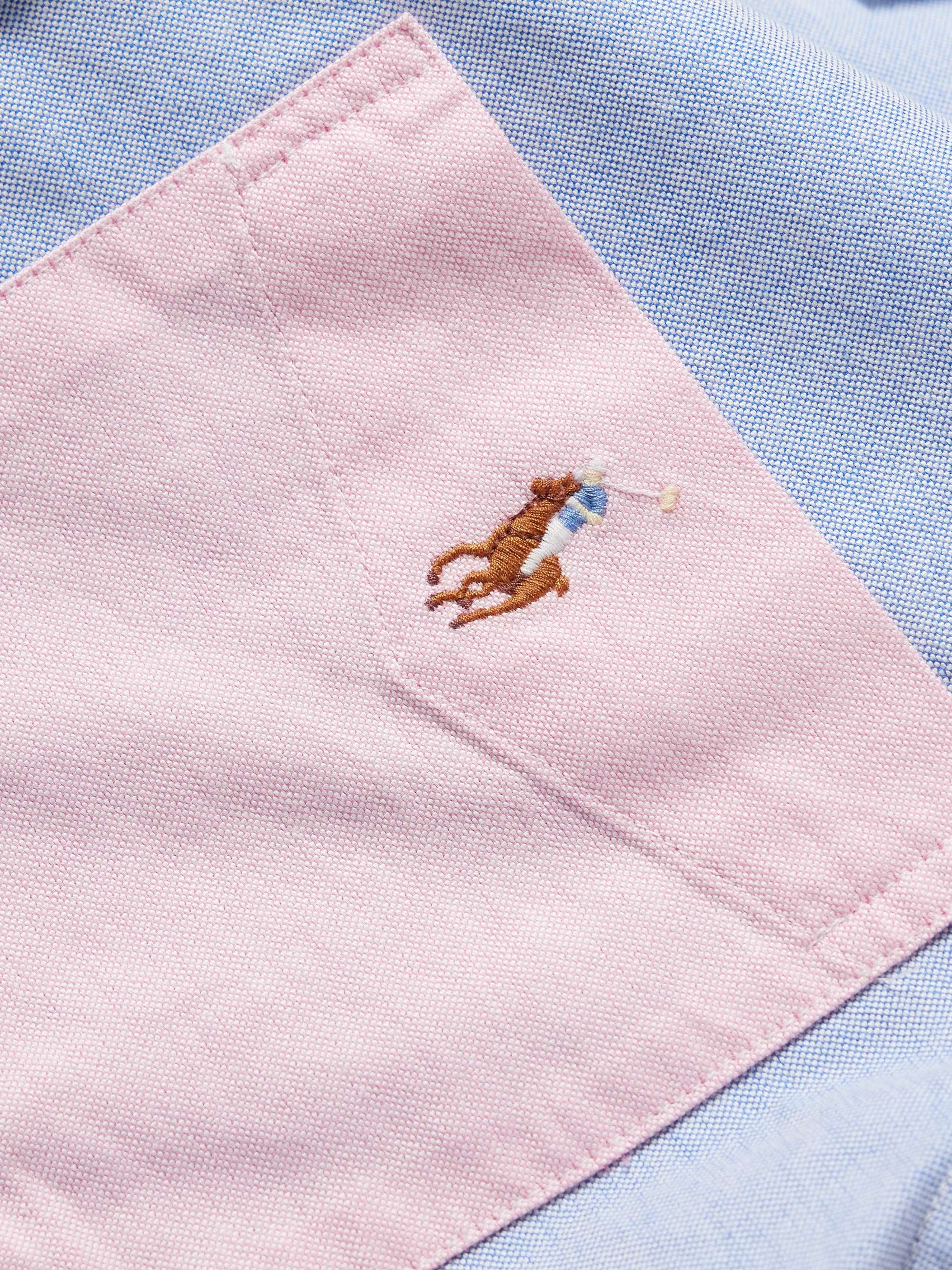 Button-Down Logo-Embroidered Patchwork Cotton Oxford Shirt view