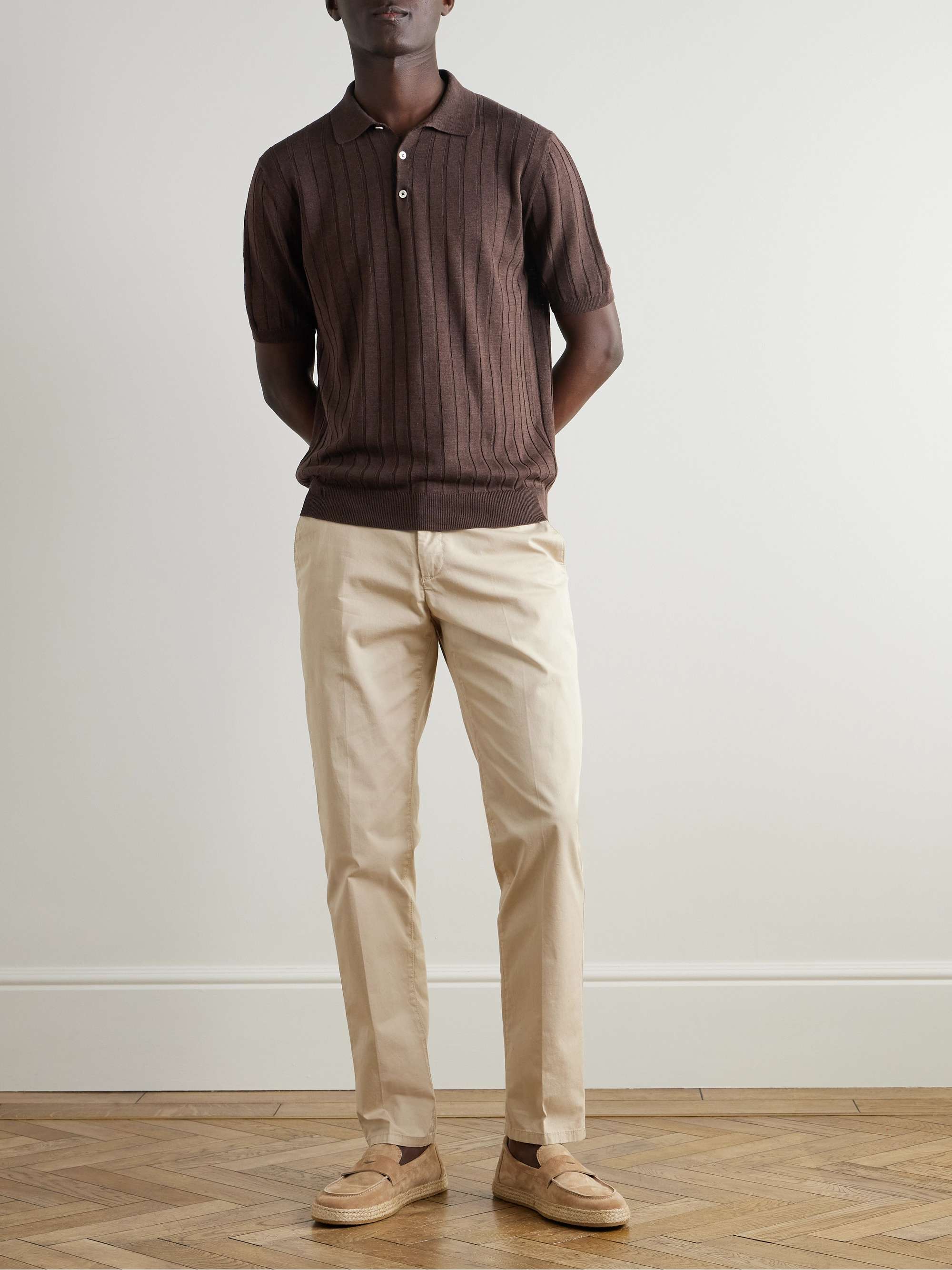 Ribbed Linen and Cotton-Blend Polo Shirt view