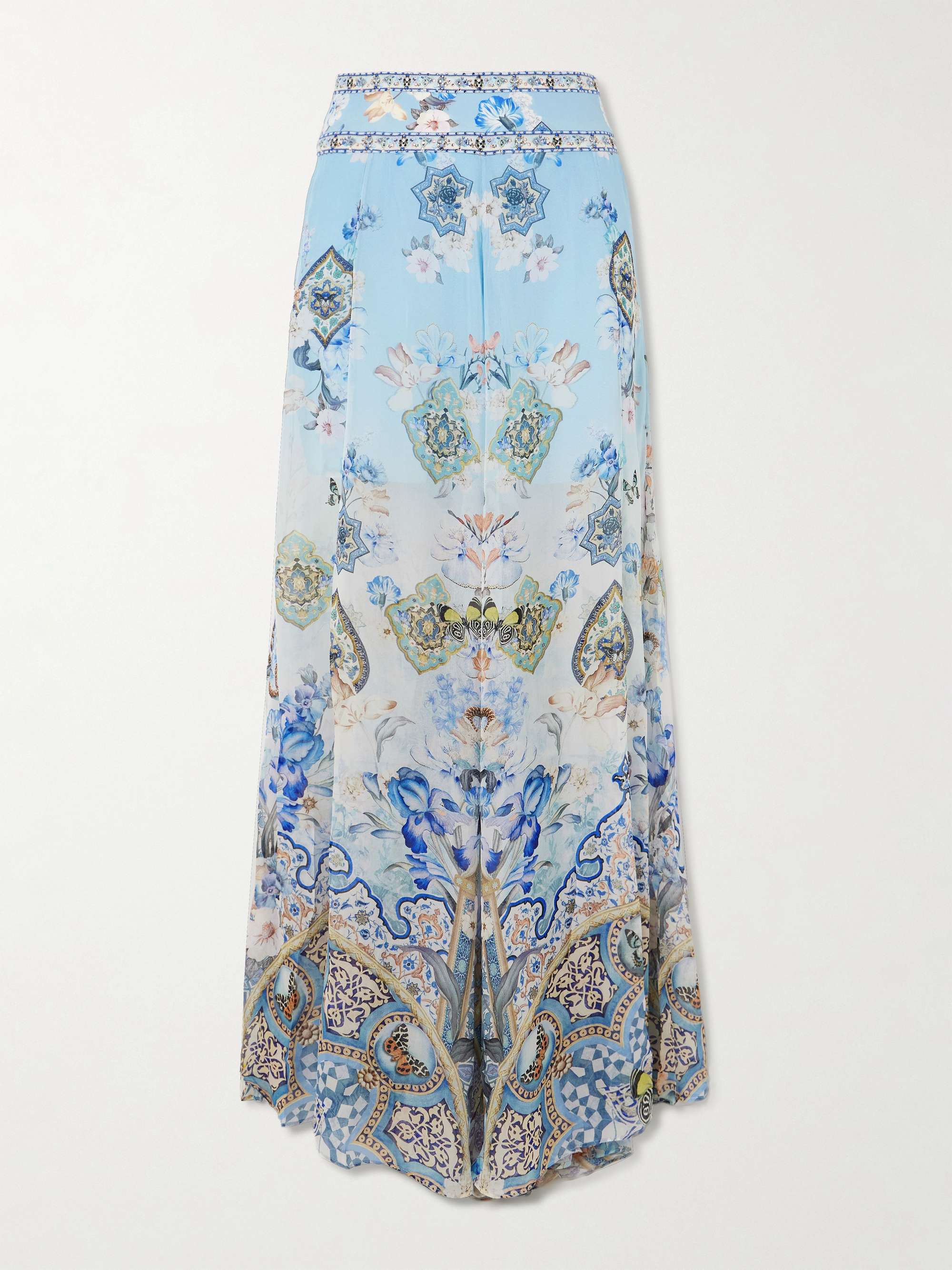 Al Manial Palace embellished printed silk-crepon wide leg pants hero visual