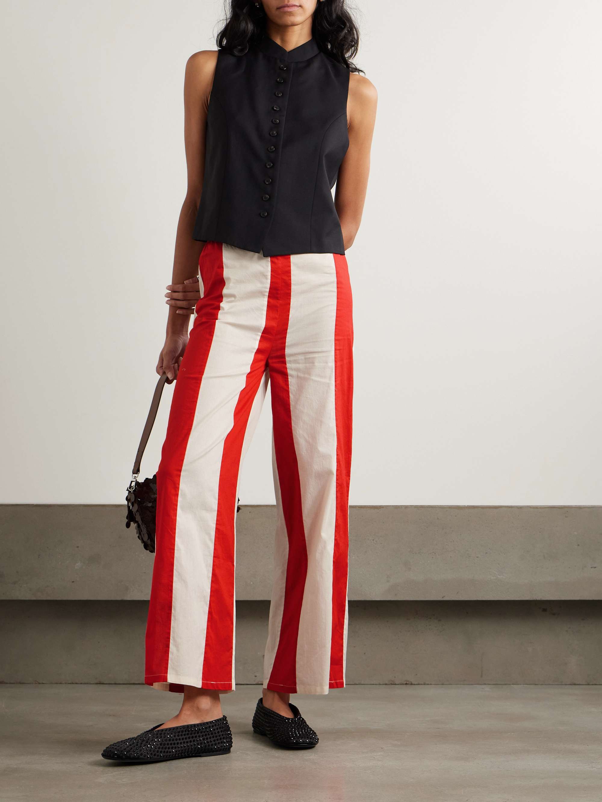 Liberty striped cotton straight-leg pants view