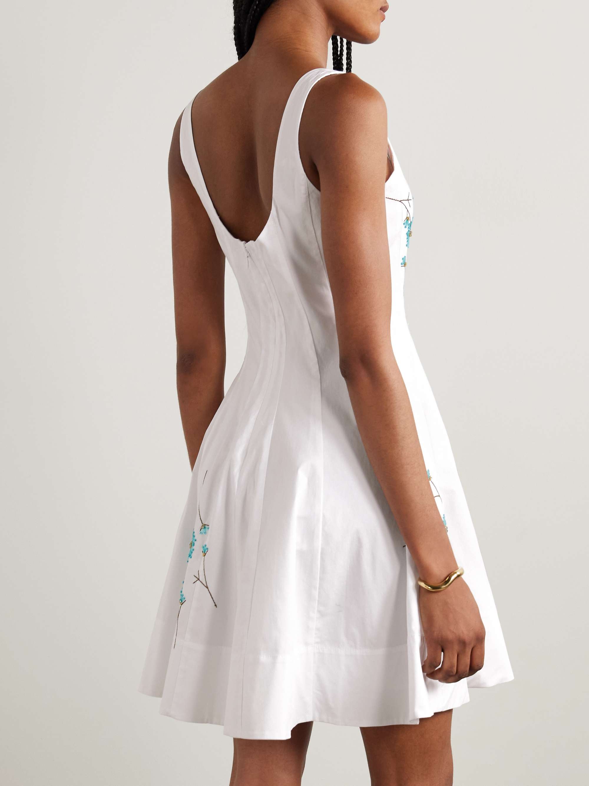 Wells pleated embellished cotton-blend poplin mini dress view