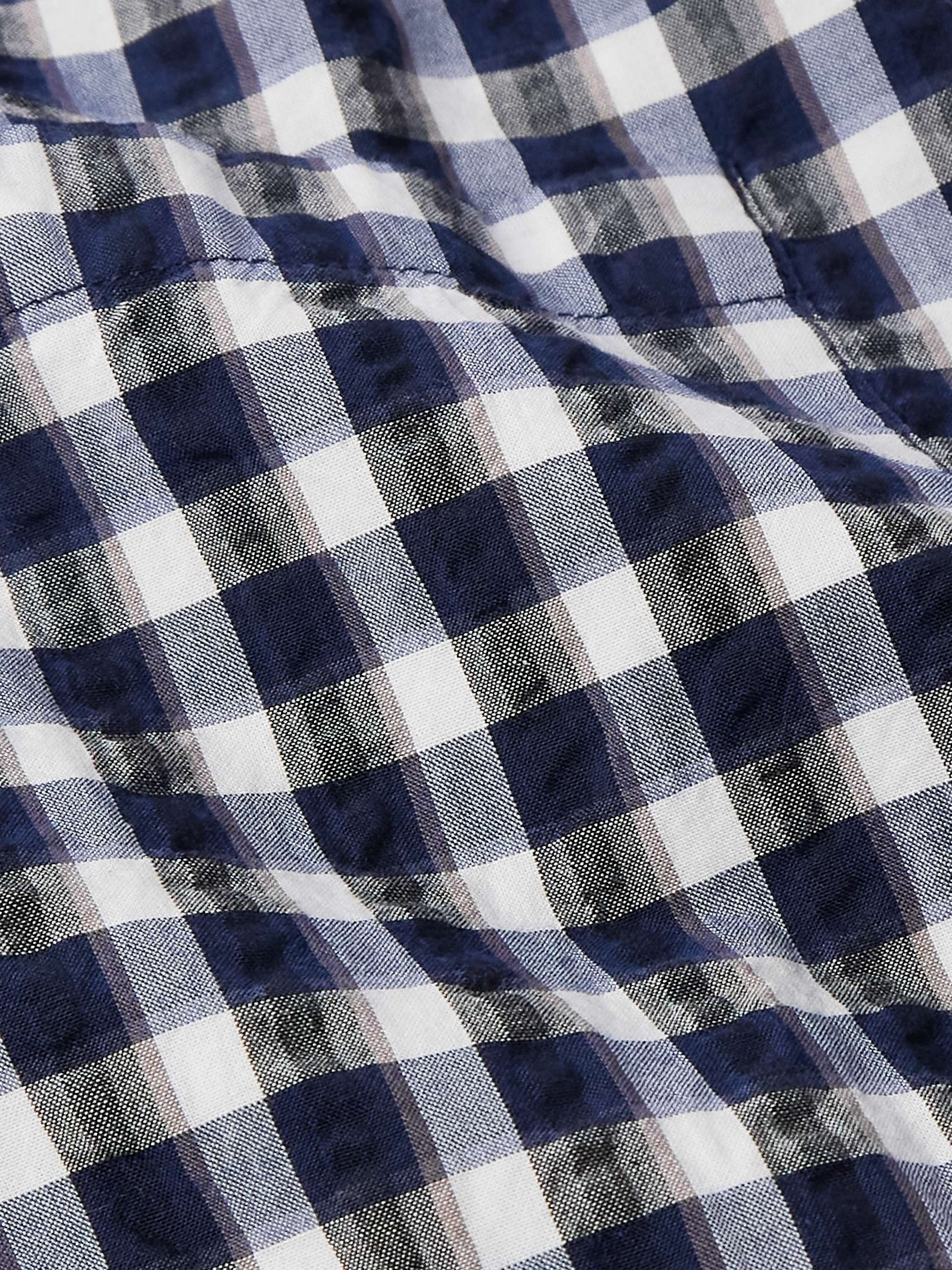 Luis Convertible-Collar Gingham Cotton-Seersucker Shirt view