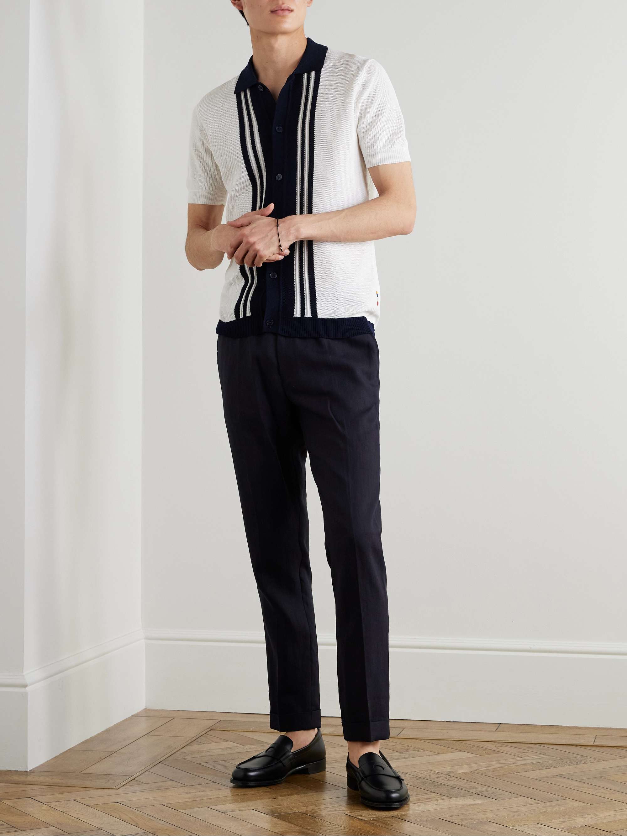 Tiernan Striped Mercerised Organic Cotton Piqué Shirt view