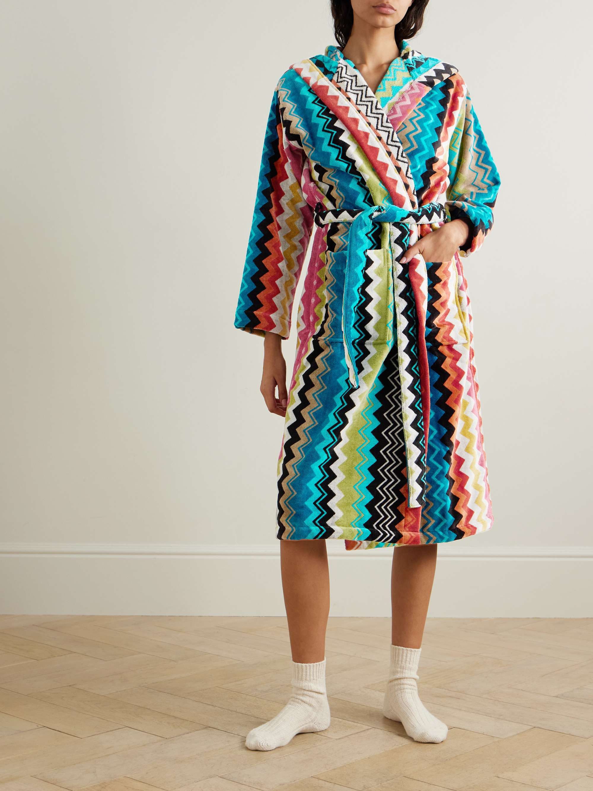 Giacomo hooded striped cotton-terry robe view
