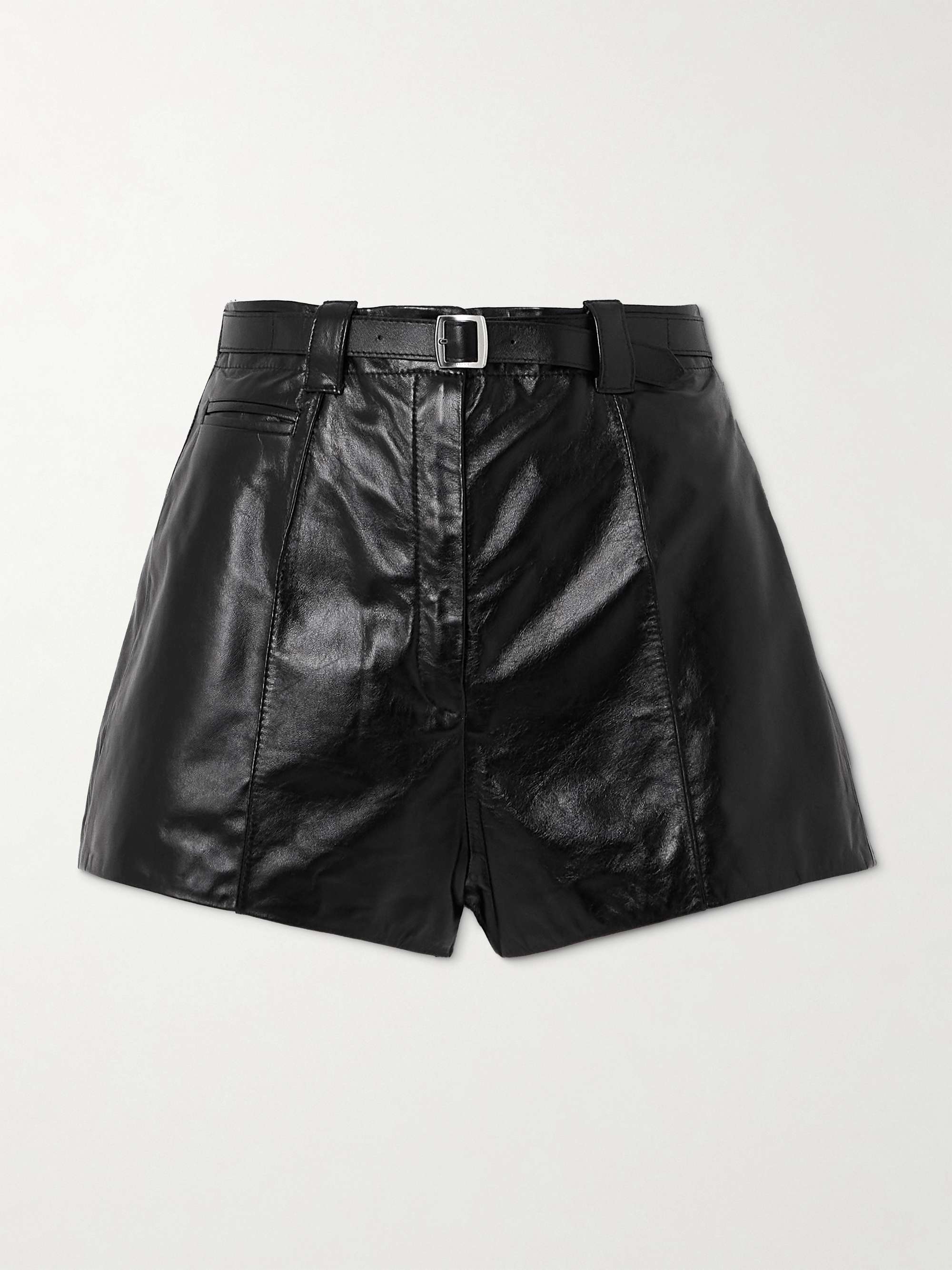 Belted leather shorts hero visual