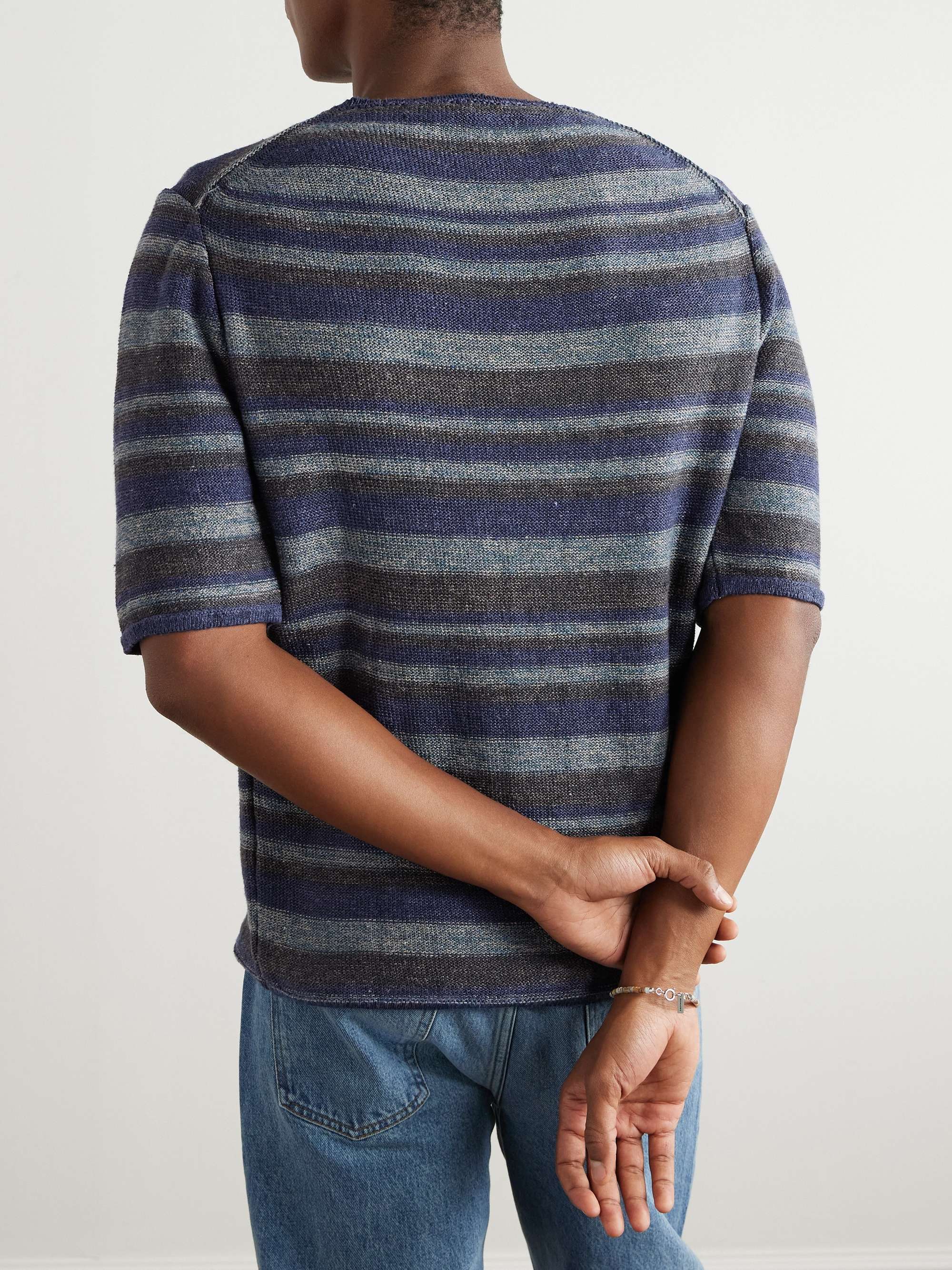 Strata Striped Knitted Linen T-Shirt view