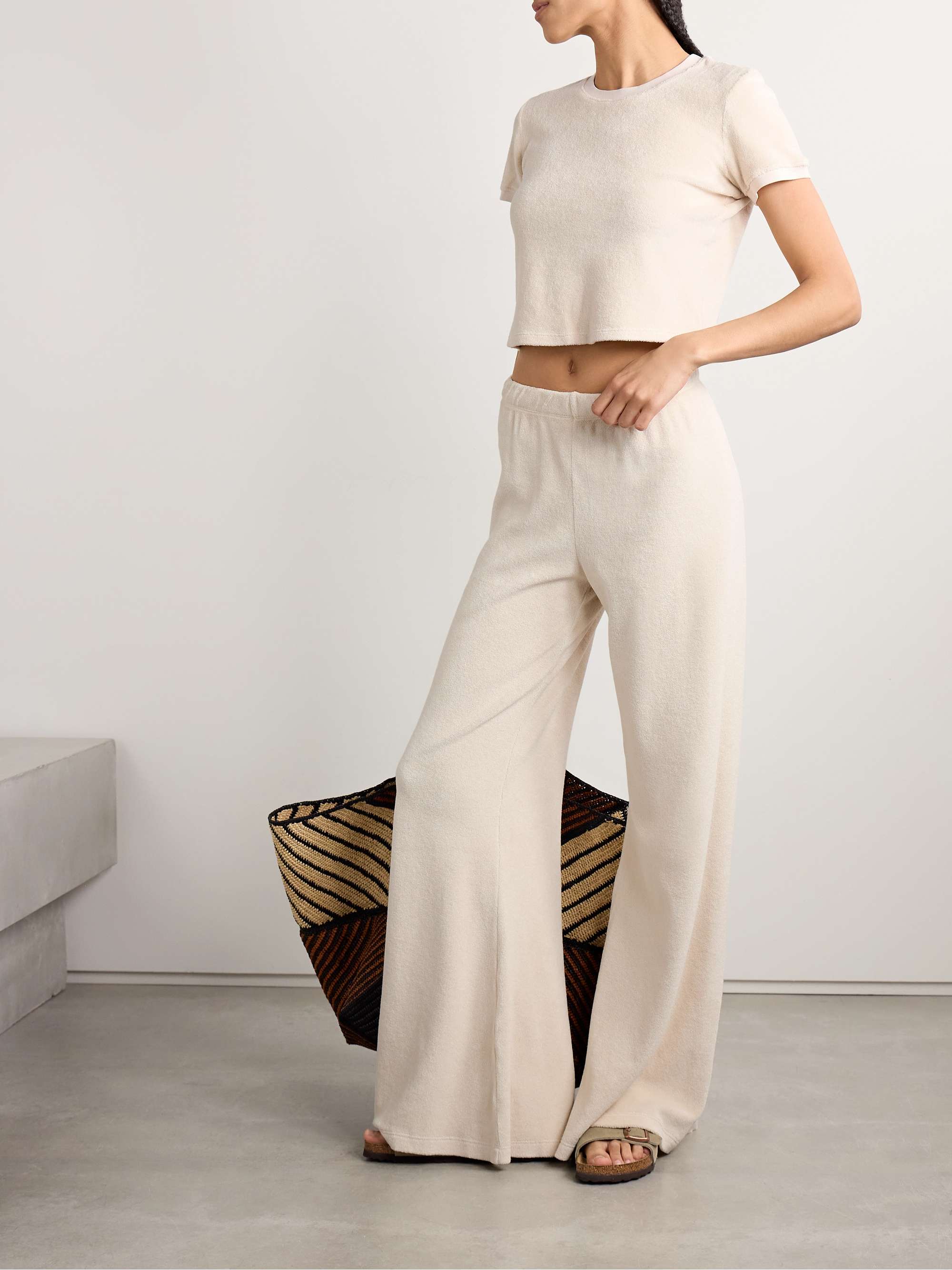 Zephyra cotton-blend terry flared track pants view