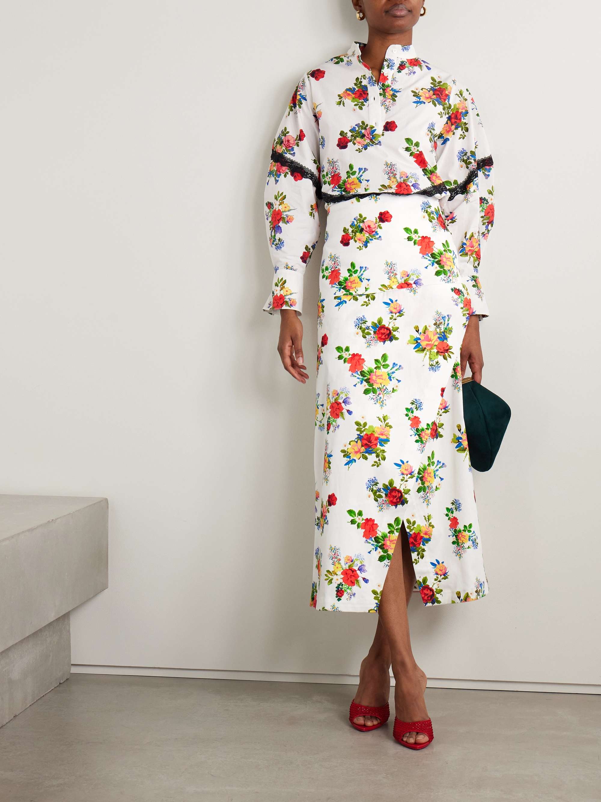 Maysie wrap-effect floral-print cotton-blend poplin maxi skirt view