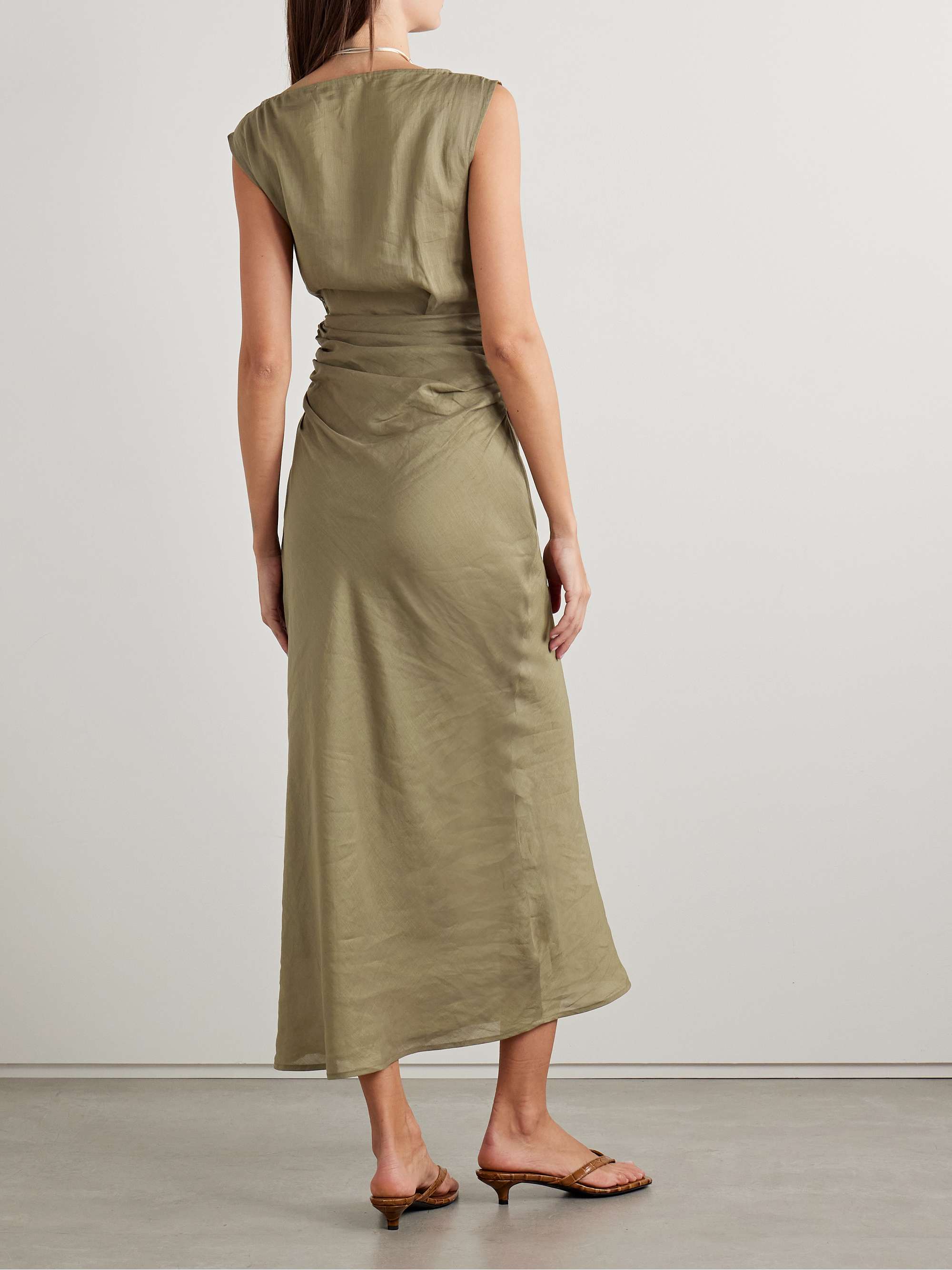 Adelia ruched ramie and silk-blend voile maxi dress view