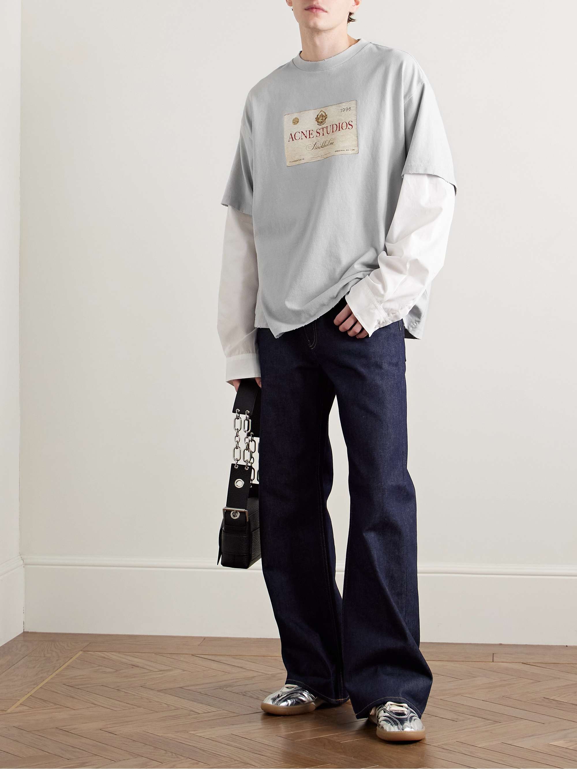 Edra Oversized Layered Logo-Print Cotton-Jersey and Poplin T-Shirt view