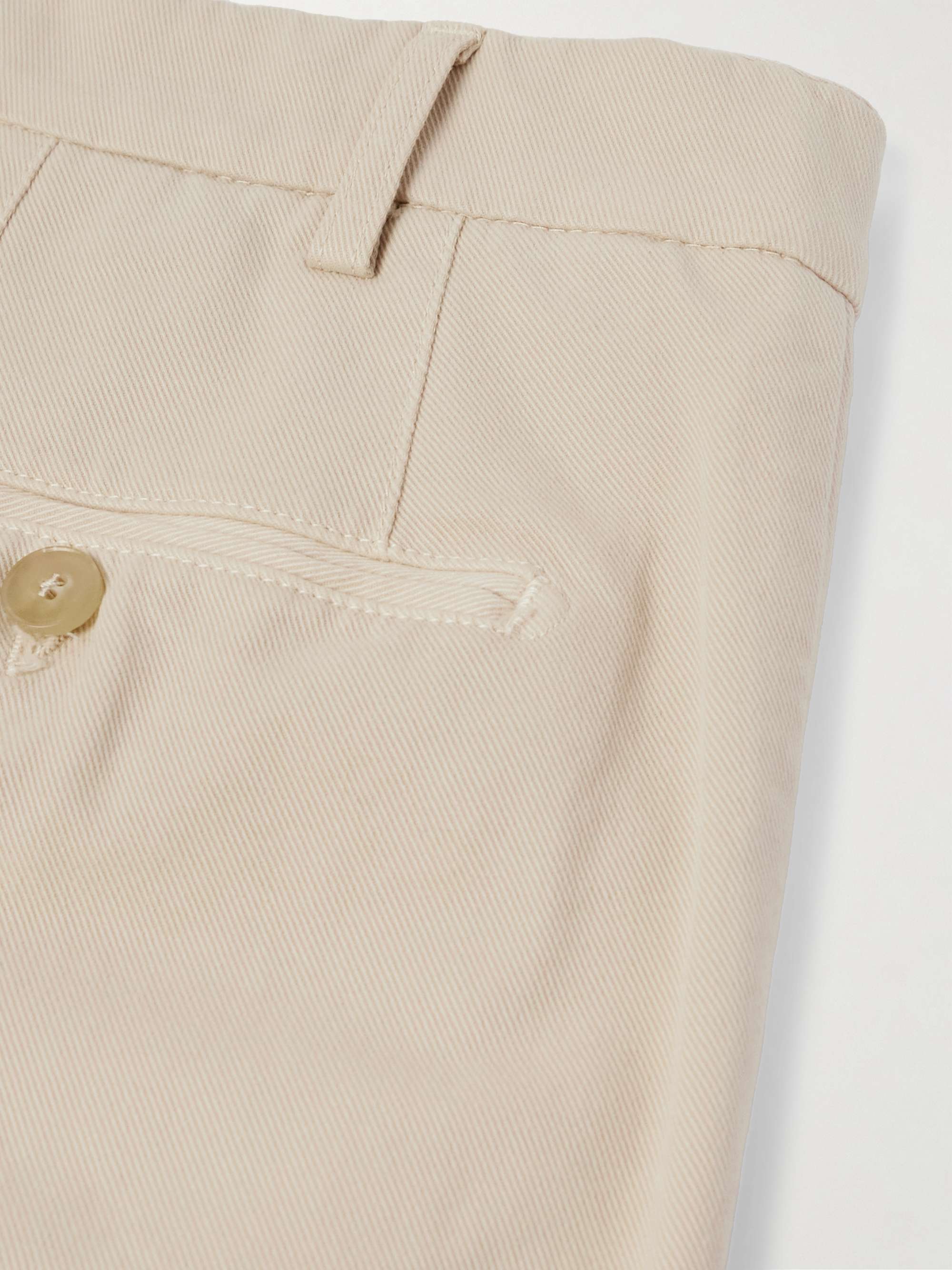 Slim-Fit Straight-Leg Garment-Dyed Stretch-Cotton Twill Trousers view