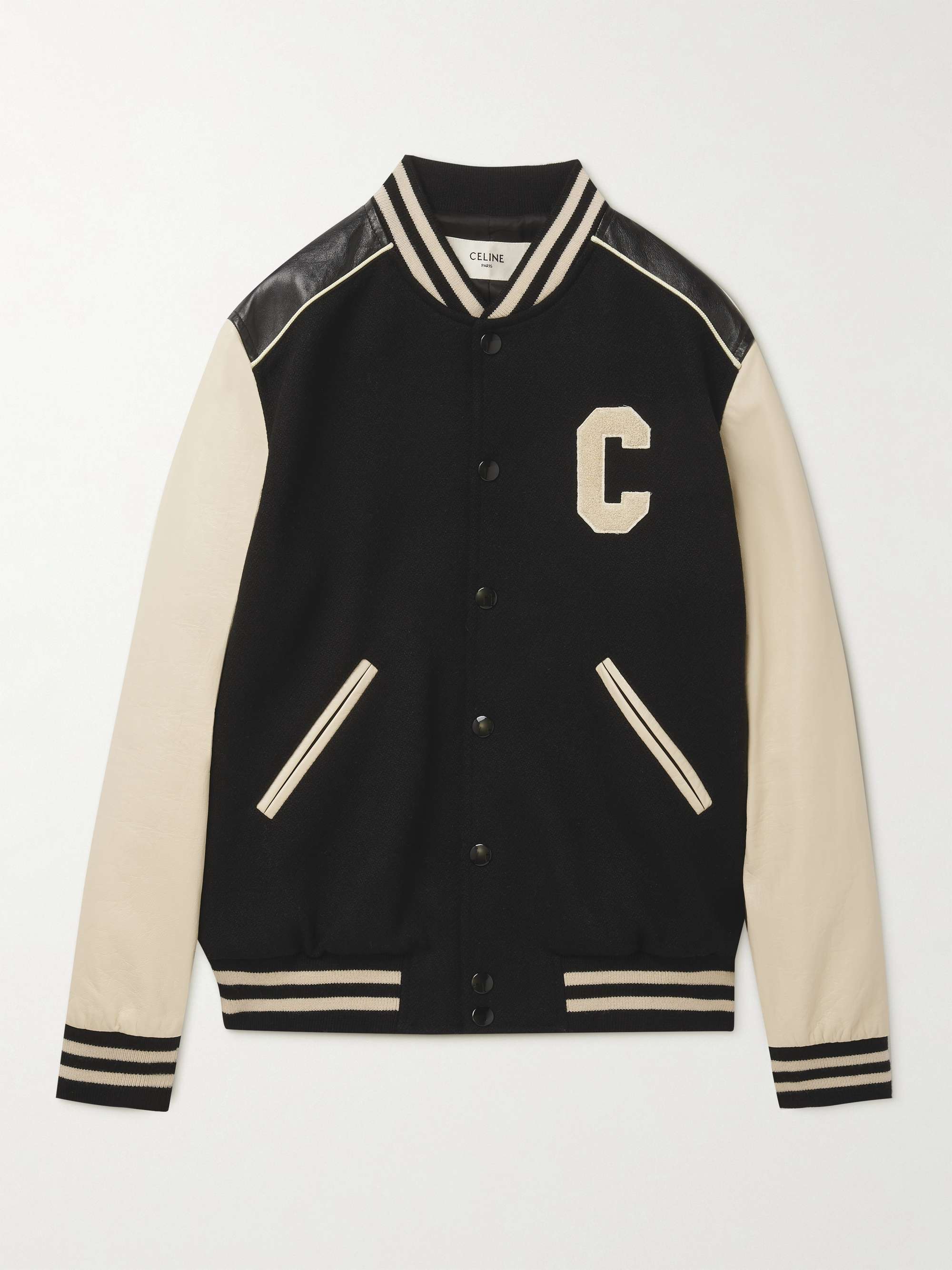Appliquéd Wool-Blend and Leather Varsity Jacket hero visual