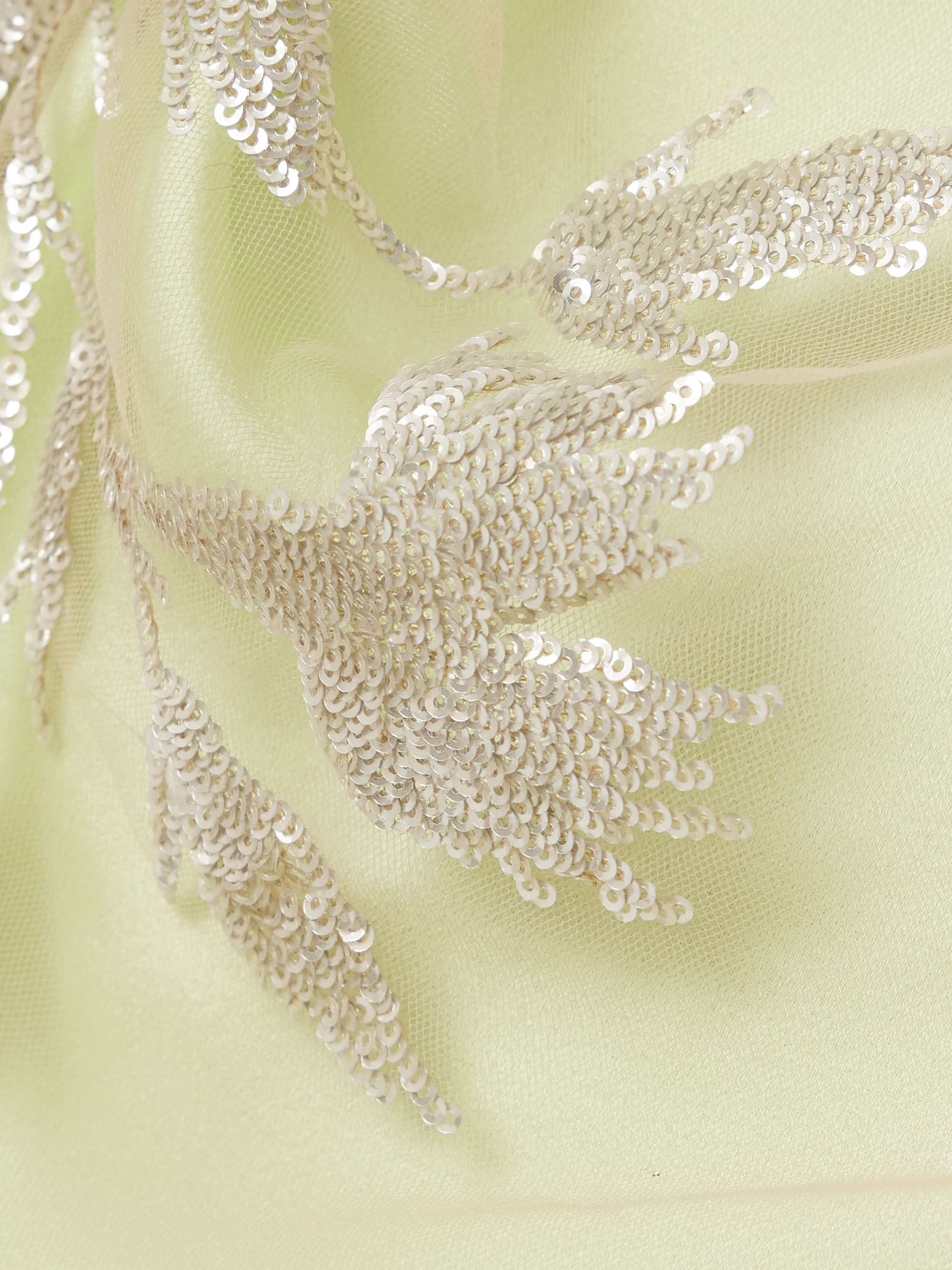 Draped asymmetric sequin-embellished tulle and satin-crepe gown view
