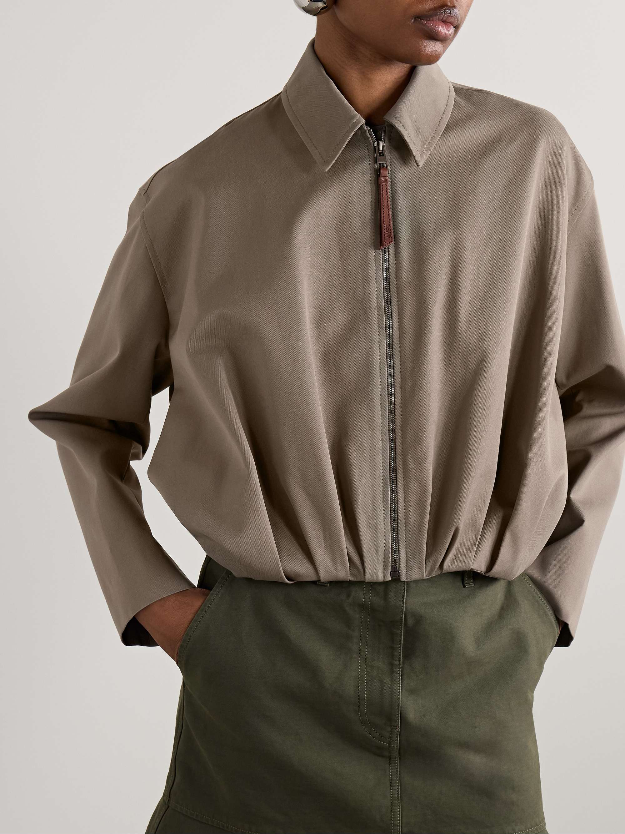 Gathered cotton and silk-blend twill jacket view