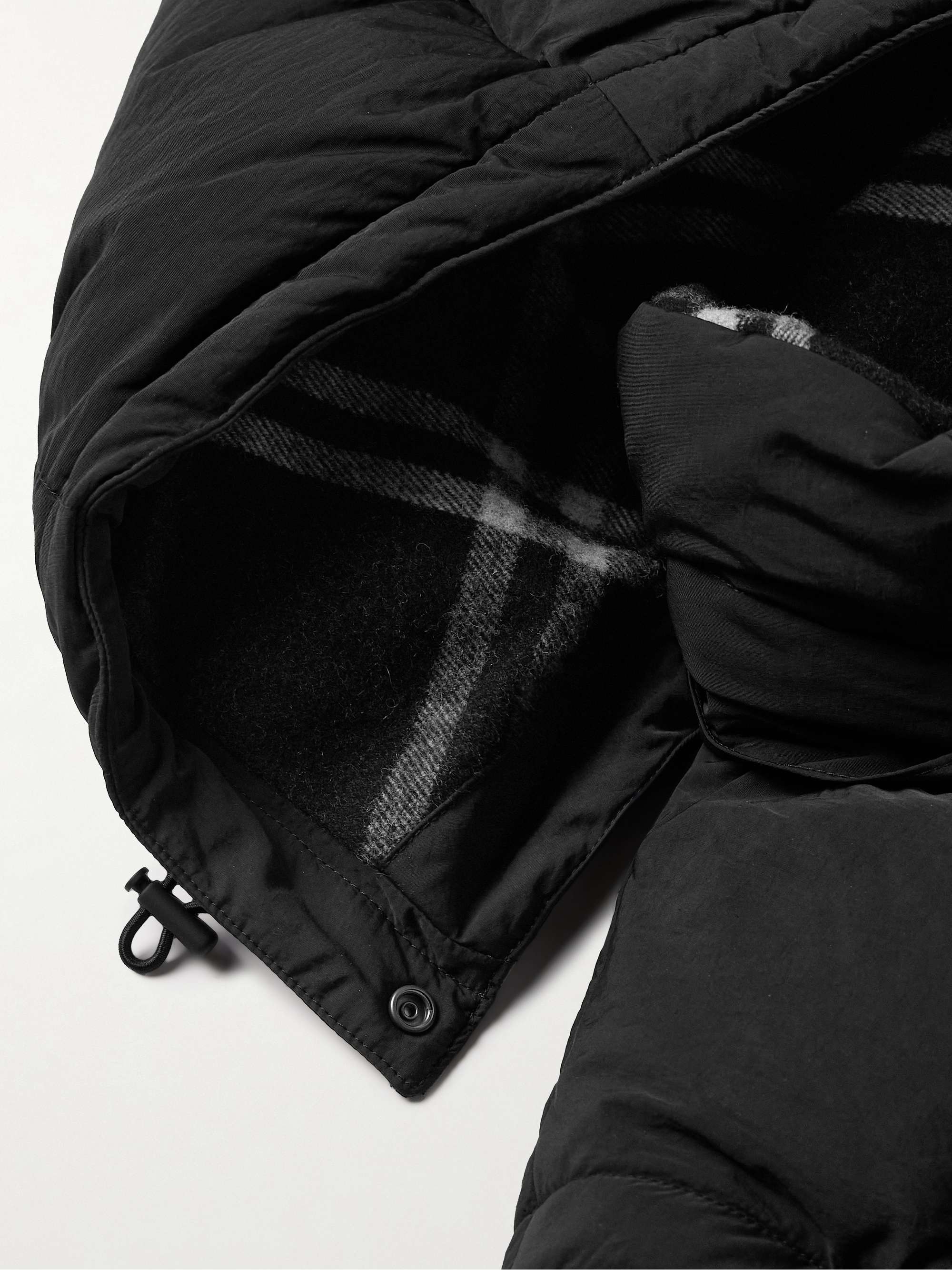 Convertible Quilted Crinkled-Shell Hooded Down Jacket view