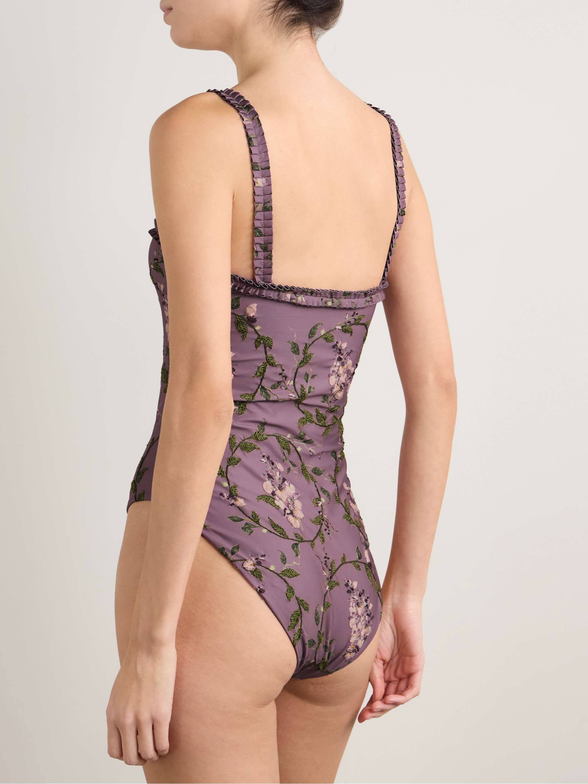Limón Wisteria ruffled embroidered recycled swimsuit view