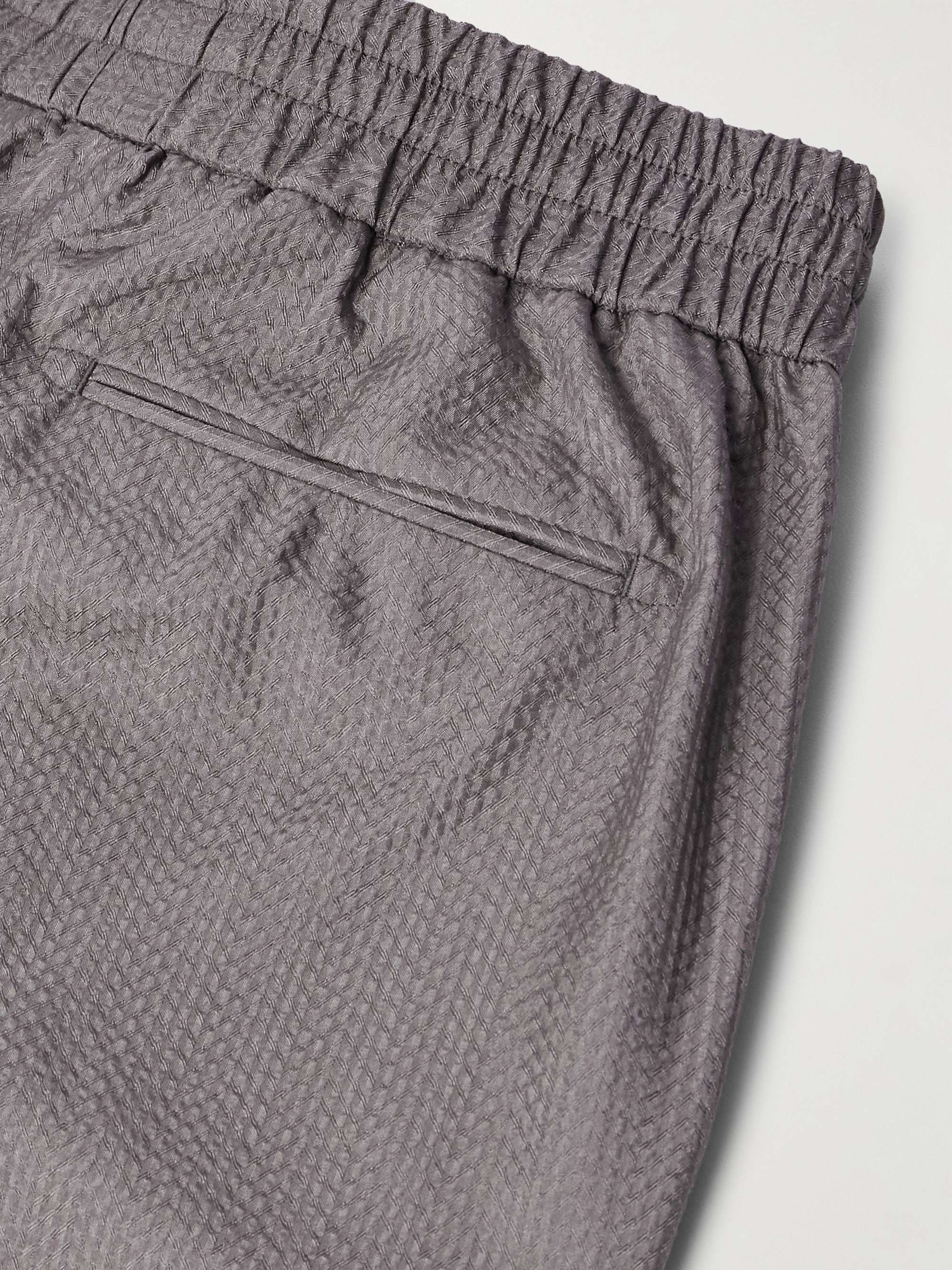 Asolo Straight-Leg Herringbone Silk-Seersucker Suit Trousers view