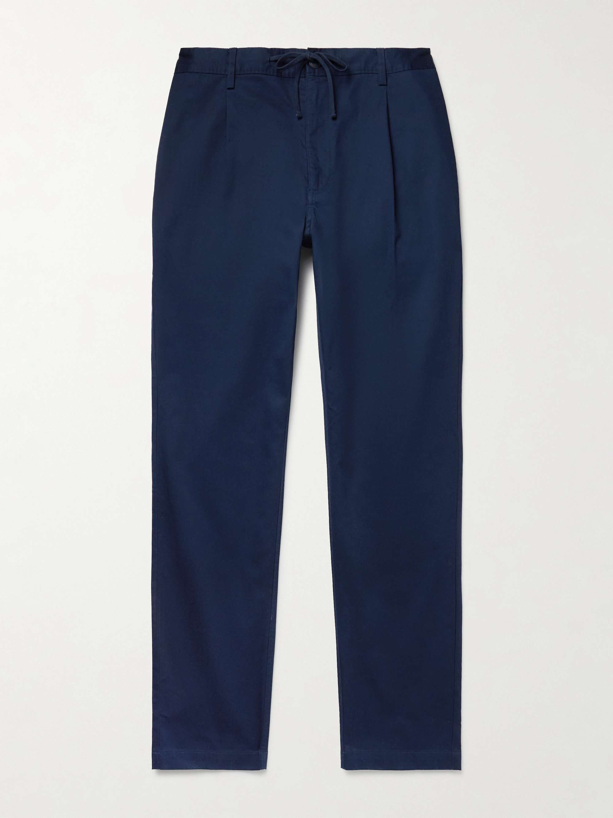Slim-Fit Pleated Garment-Dyed Stretch-Cotton Drawstring Trousers hero visual