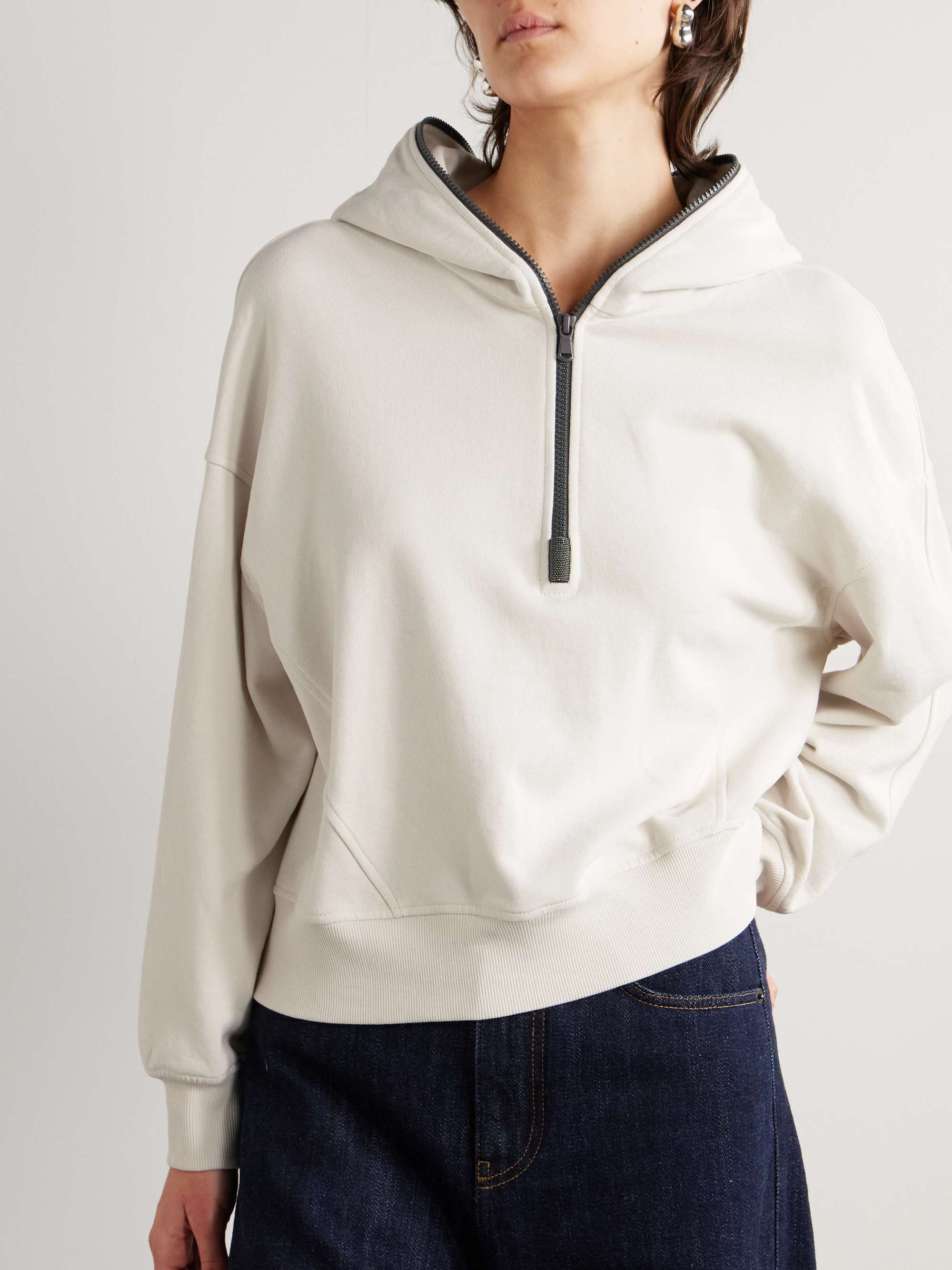 Bead-embellished cotton-jersey hoodie view