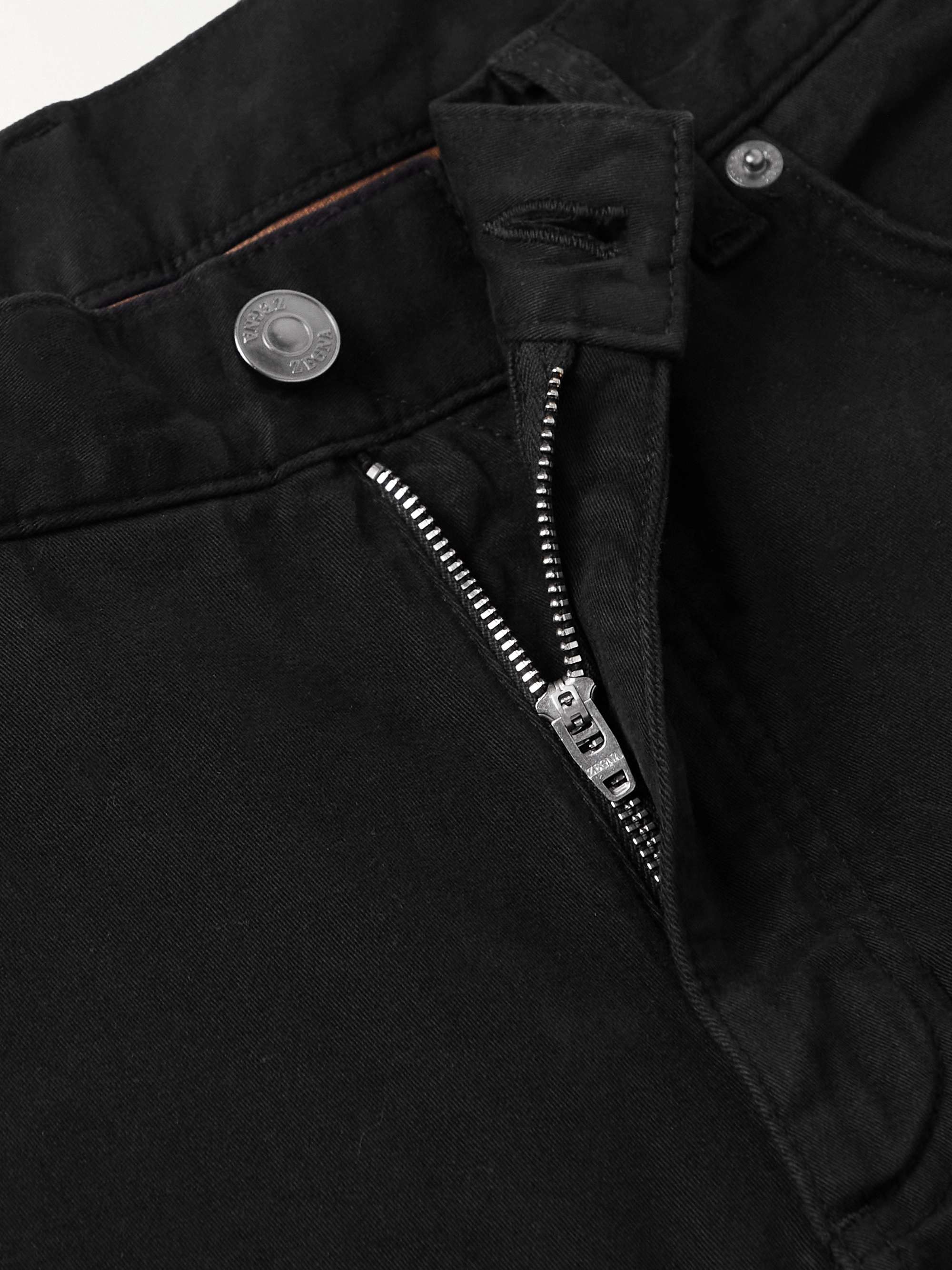 Slim-Fit Brushed Cotton-Blend Trousers view