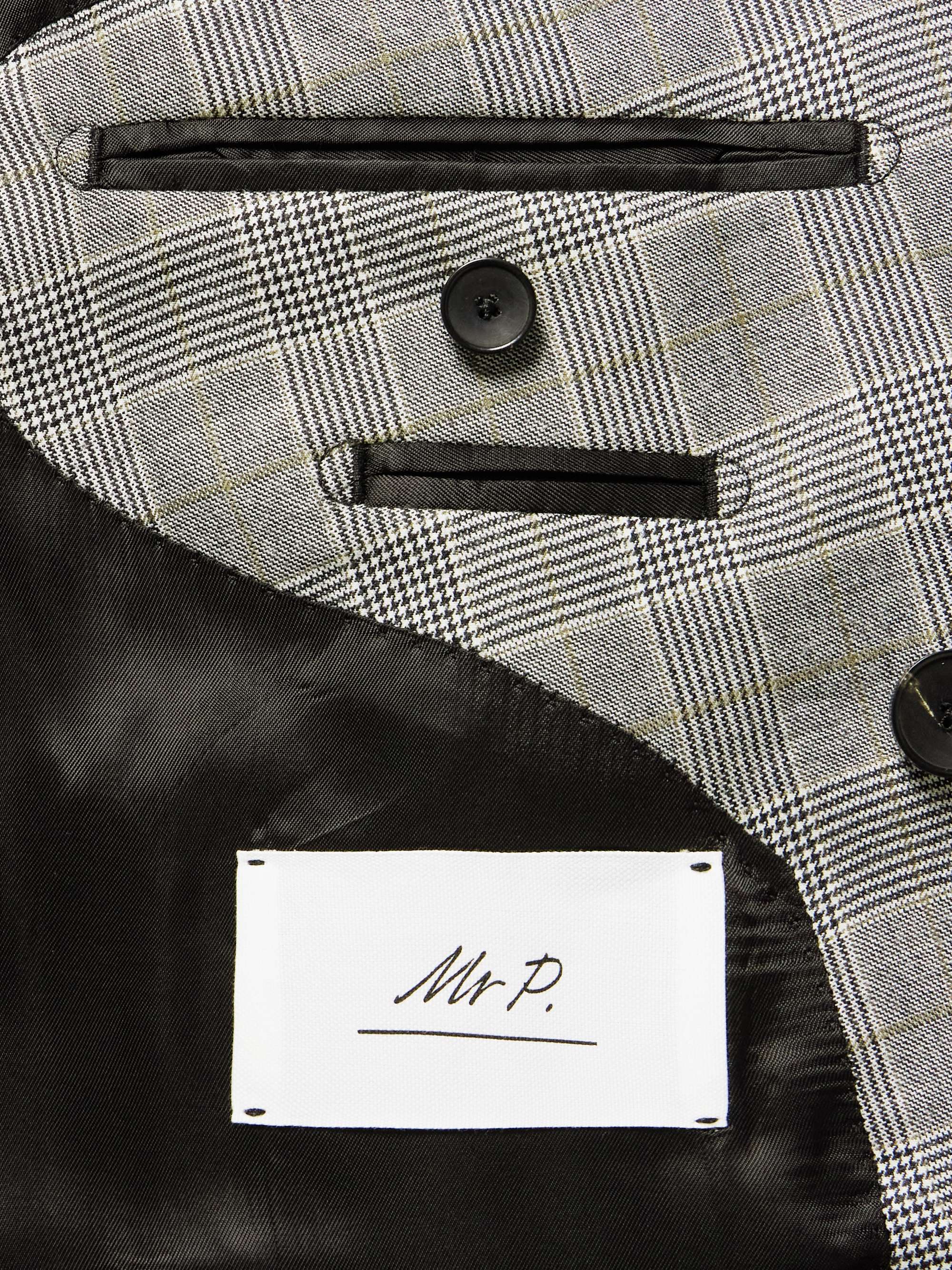 Slim-Fit Double-Breasted Prince of Wales Checked Wool-Flannel Suit Jacket view