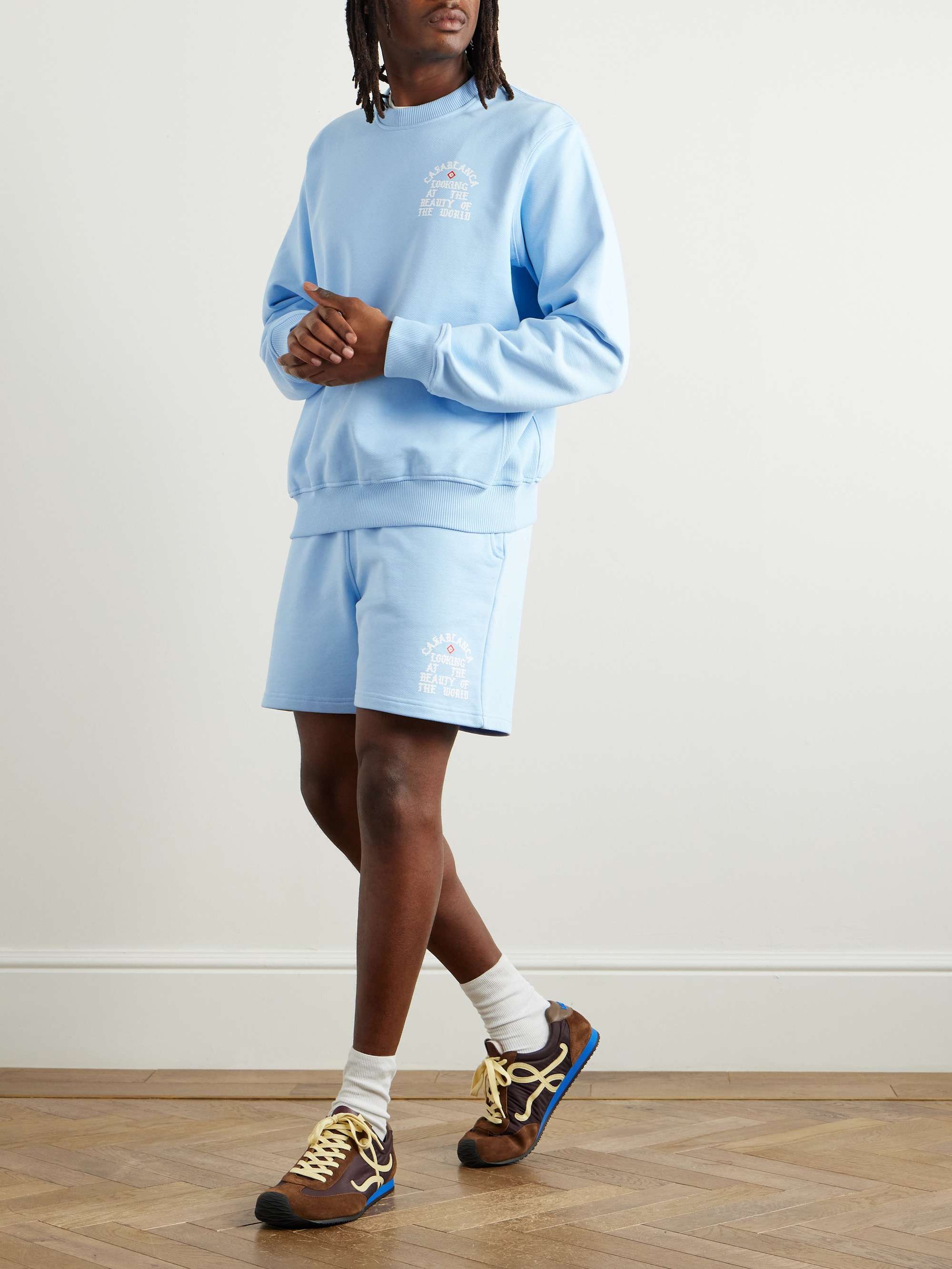 Looking at the Beauty of the World Straight-Leg Organic Cotton-Jersey Drawstring Shorts view