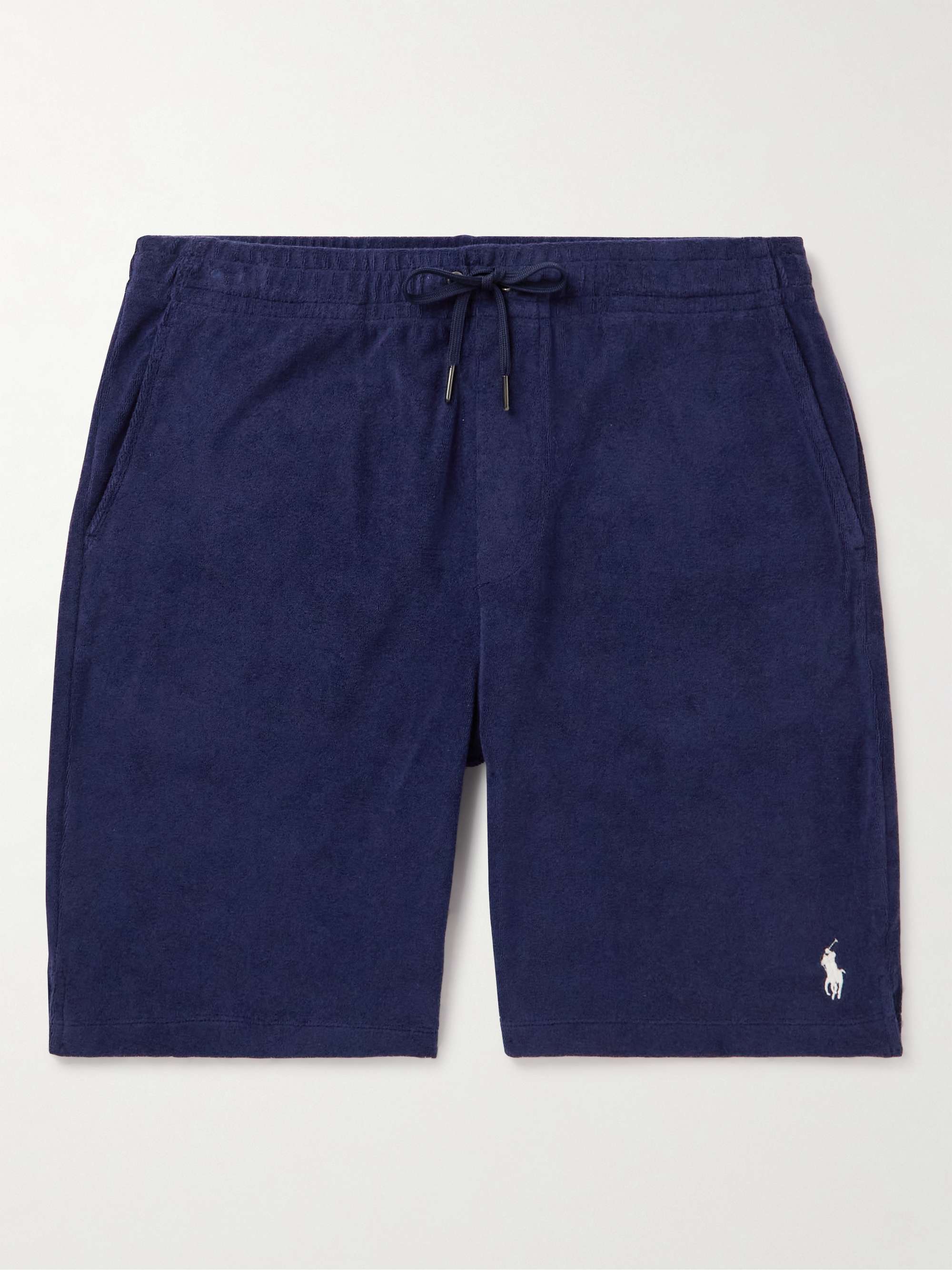 Straight-Leg Cotton-Blend Terry Drawstring Shorts hero visual