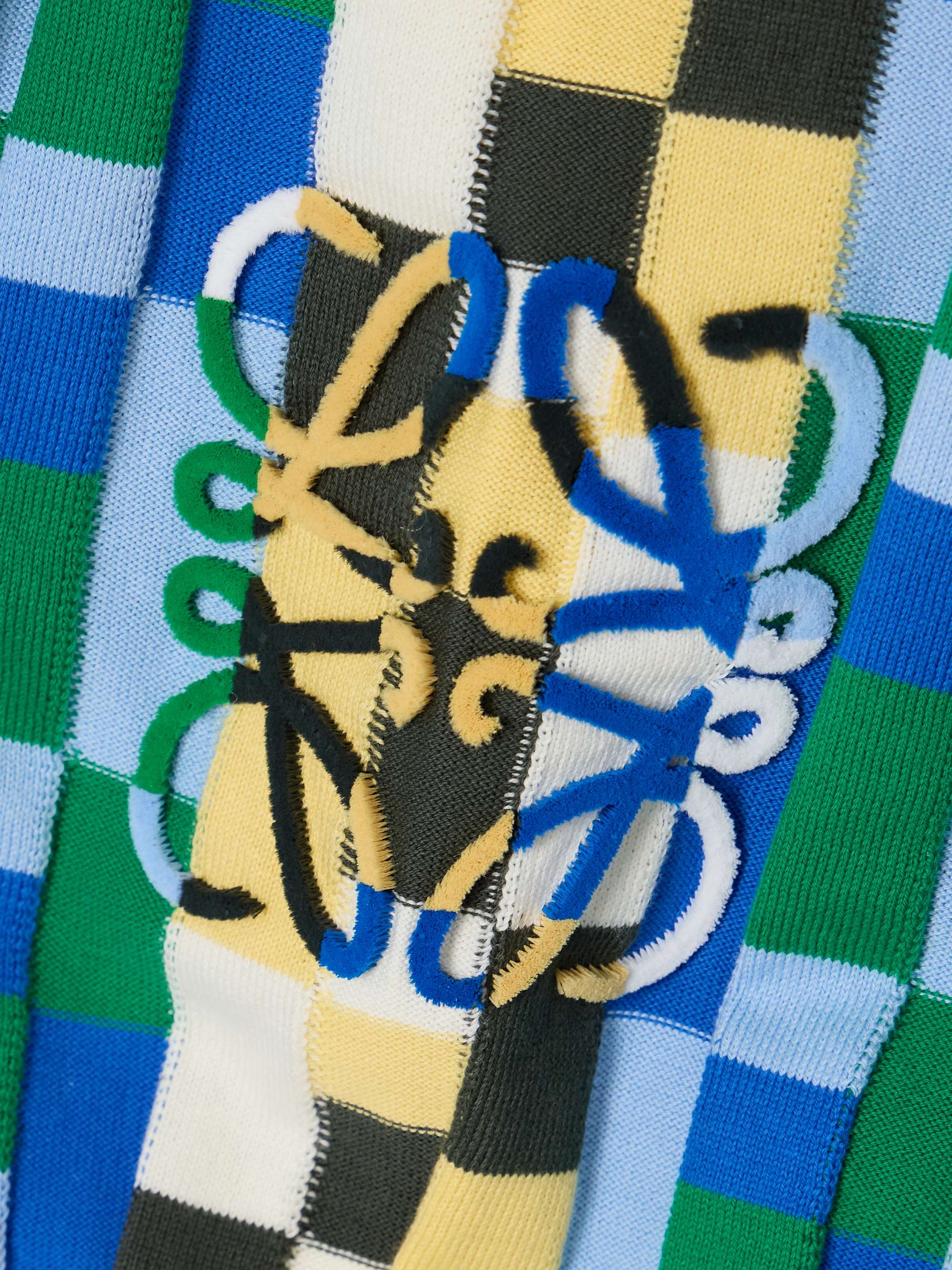 Anagram appliquéd checked intarsia cotton sweater view