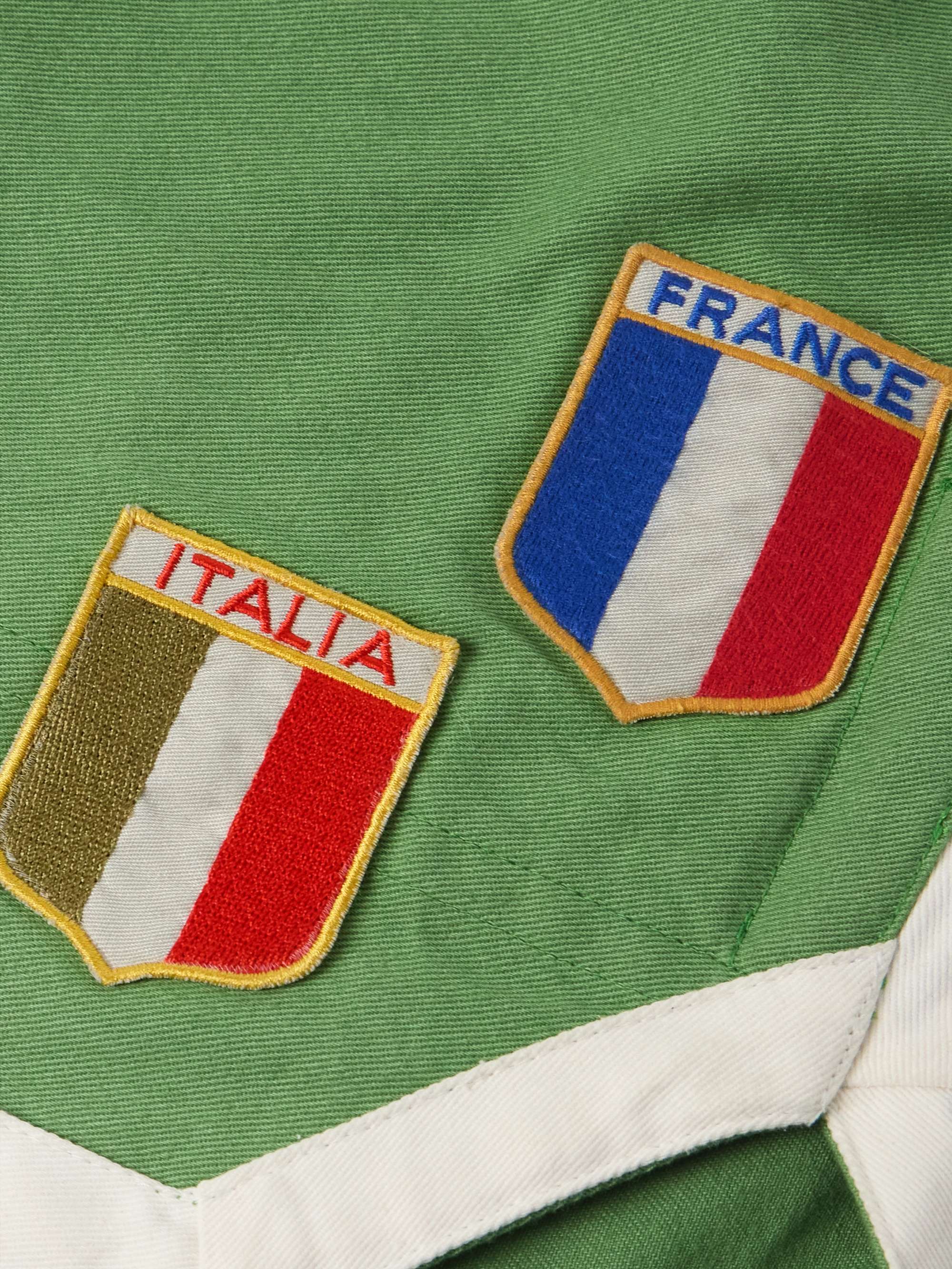 Euro Straight-Leg Appliquéd Cotton-Twill Shorts view