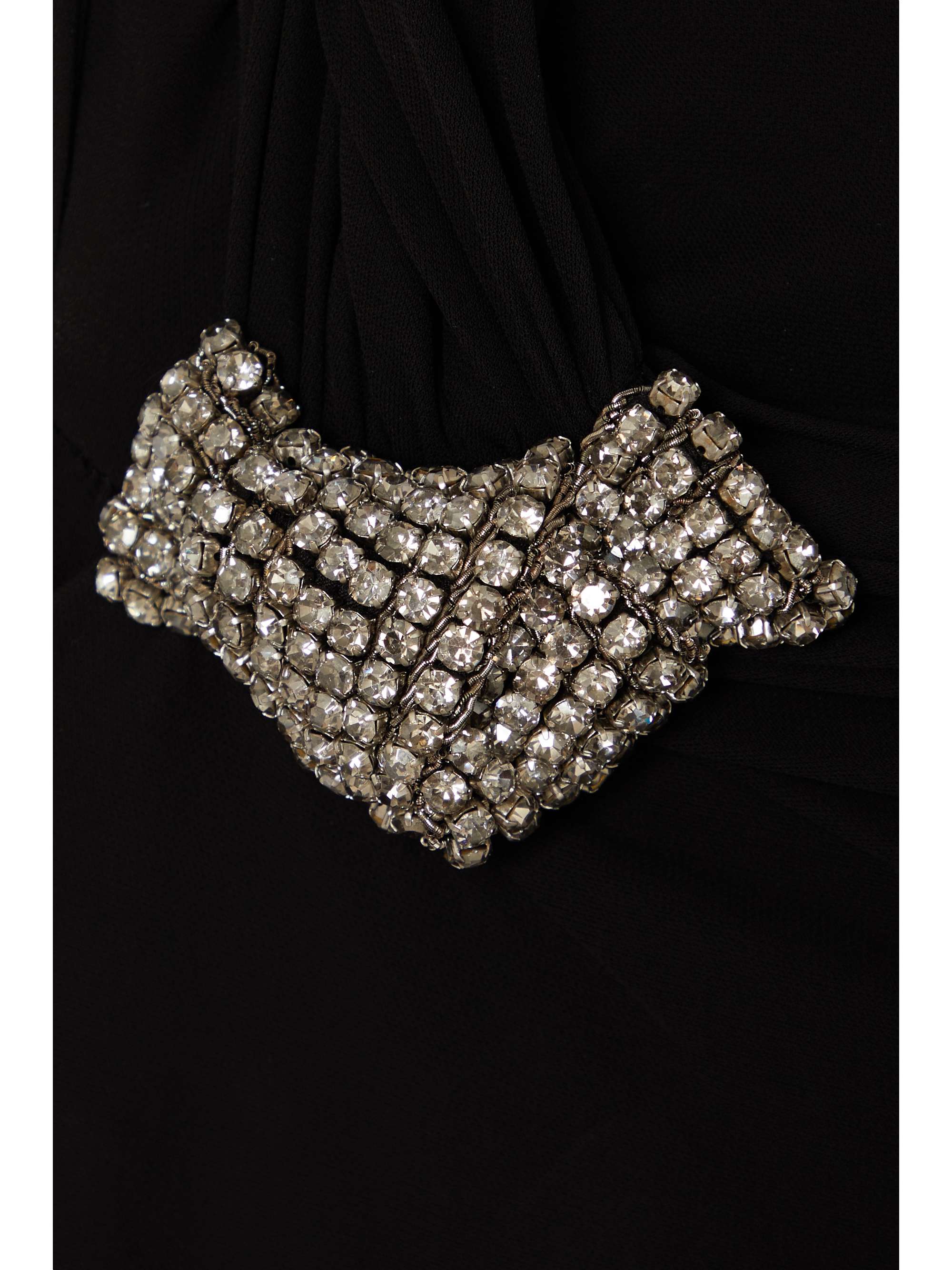 One-shoulder crystal-embellished gathered jersey-crepe gown view