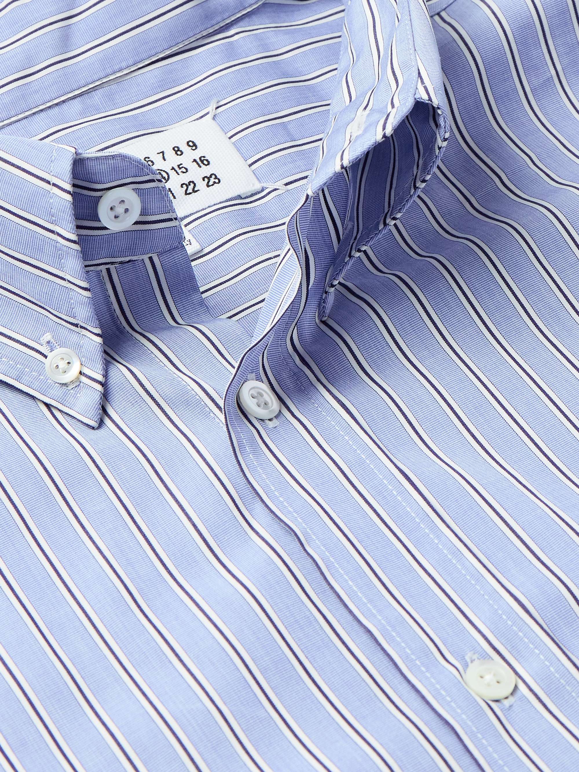 Oversized Button-Down Collar Striped Cotton Oxford Shirt view