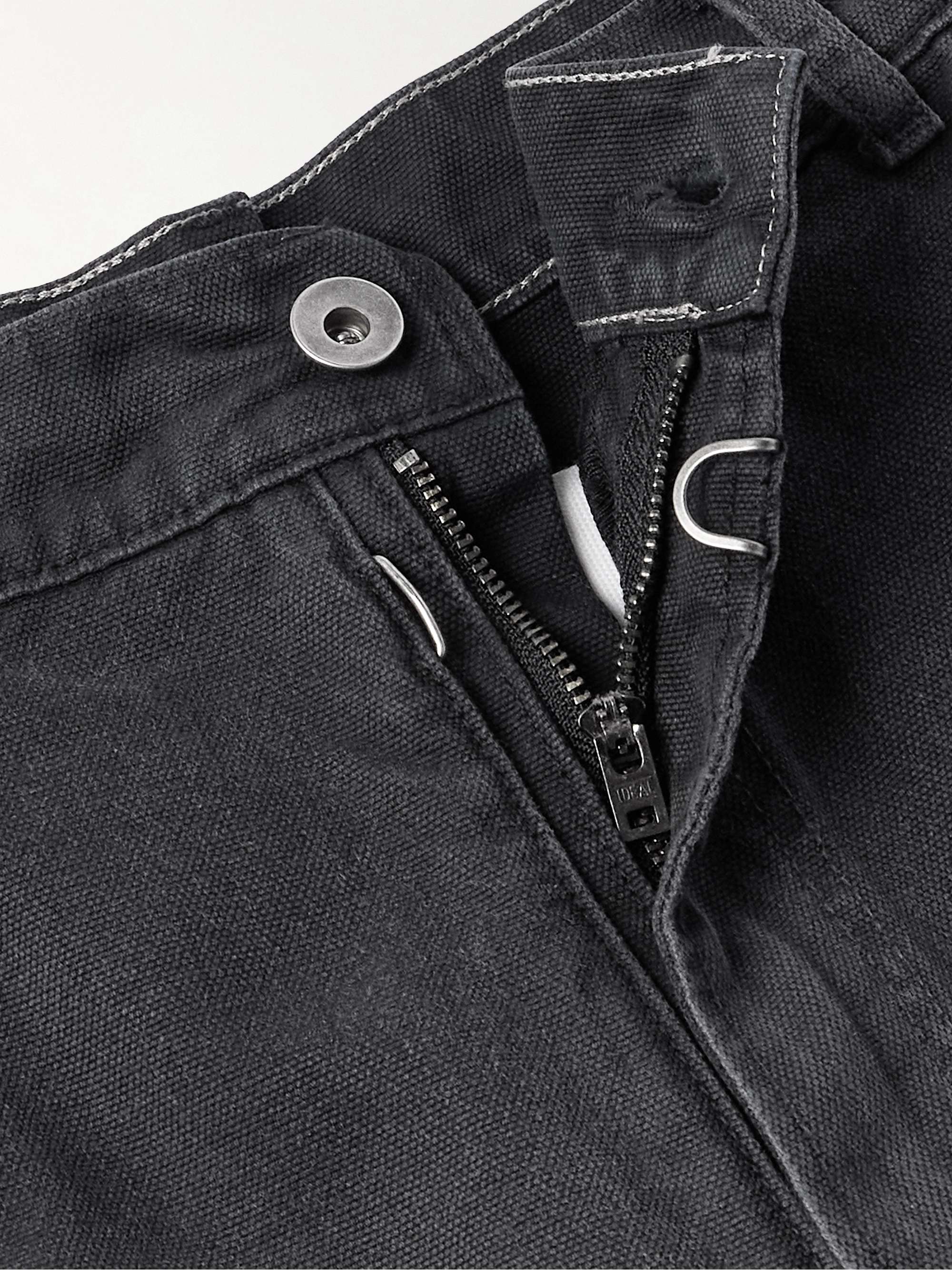 Straight-Leg Panelled Frayed Cotton-Canvas Shorts view