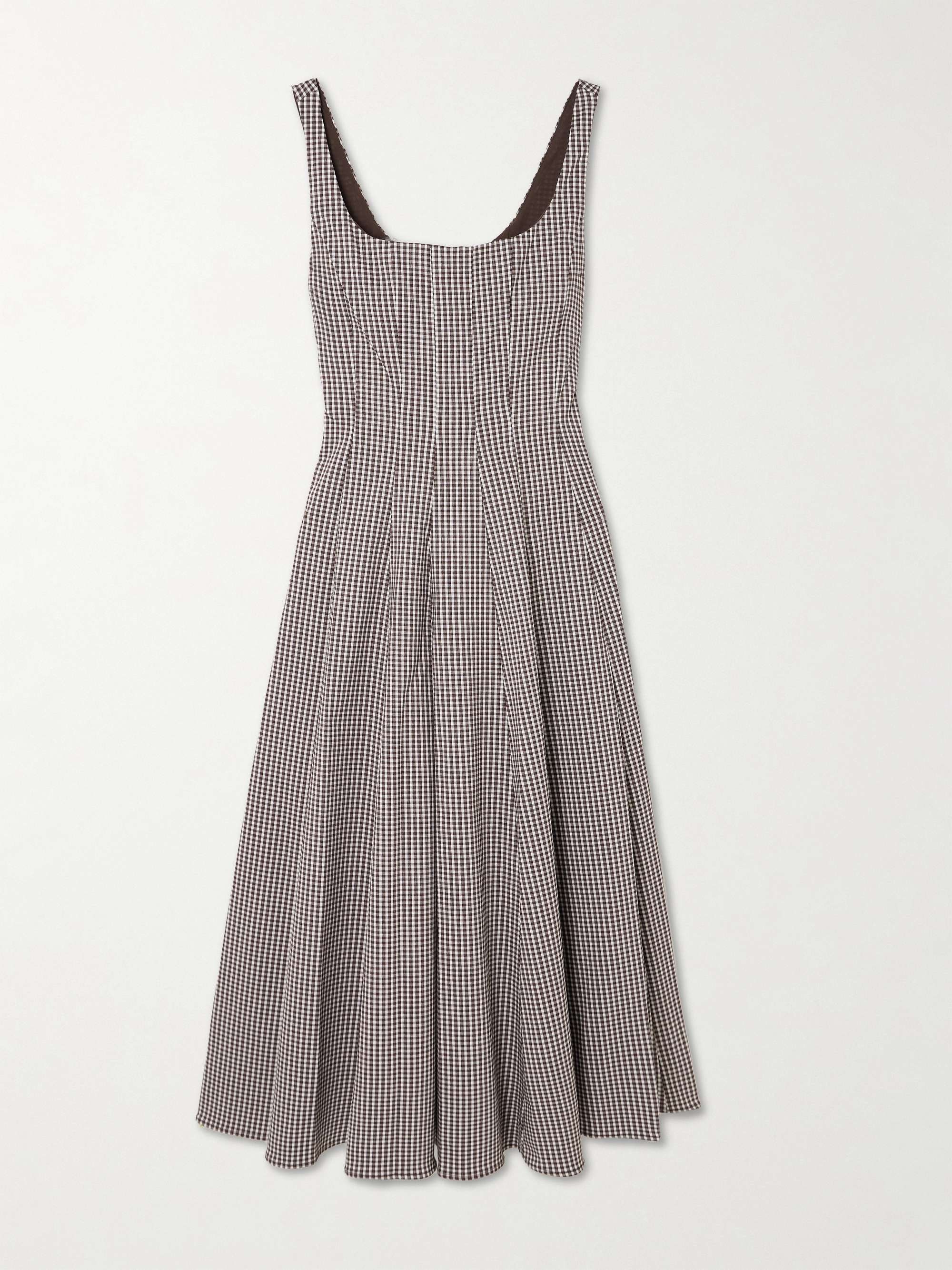 Wells pleated gingham poplin midi dress hero visual