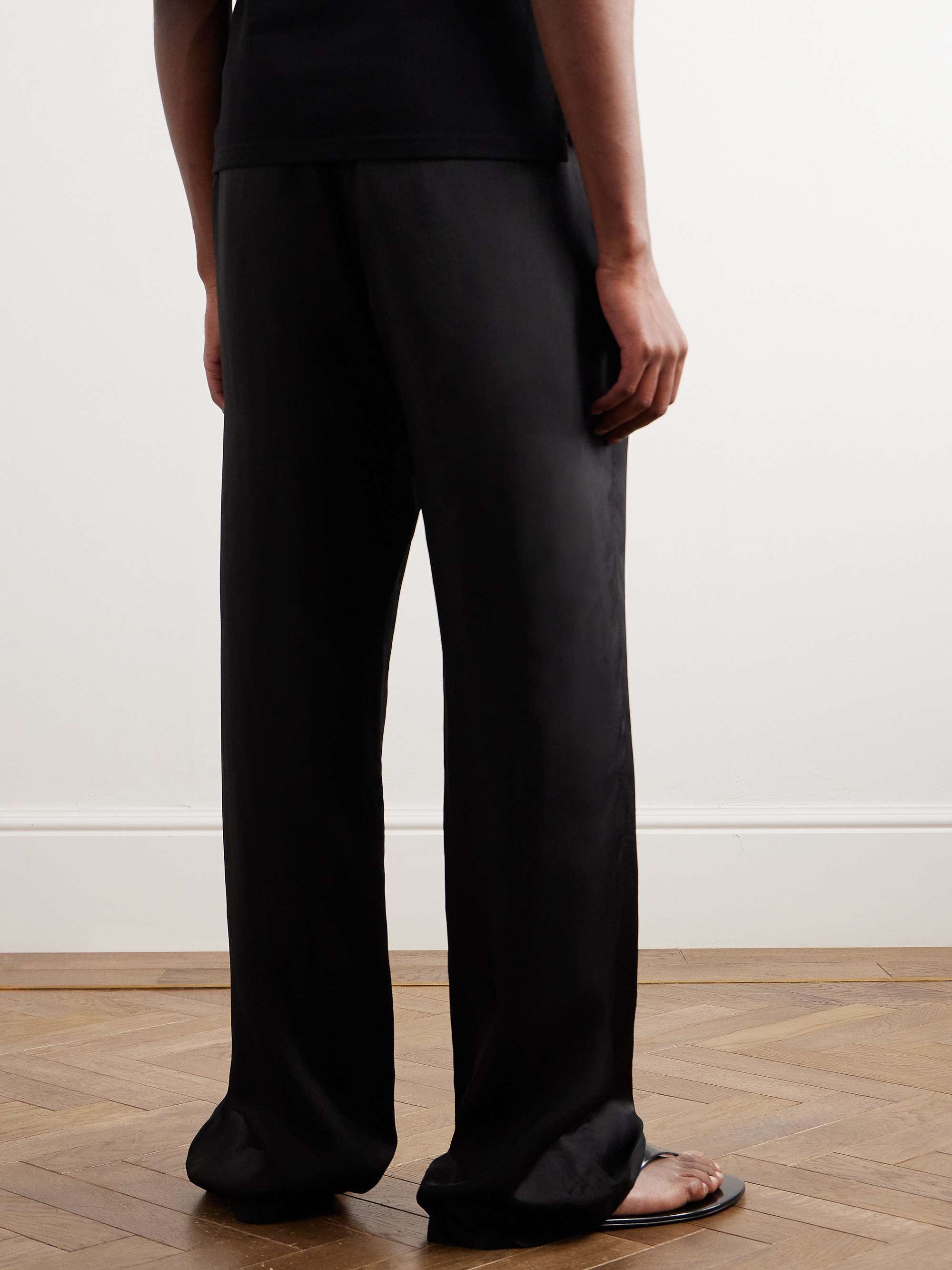 Straight-Leg Satin-Twill Trousers view