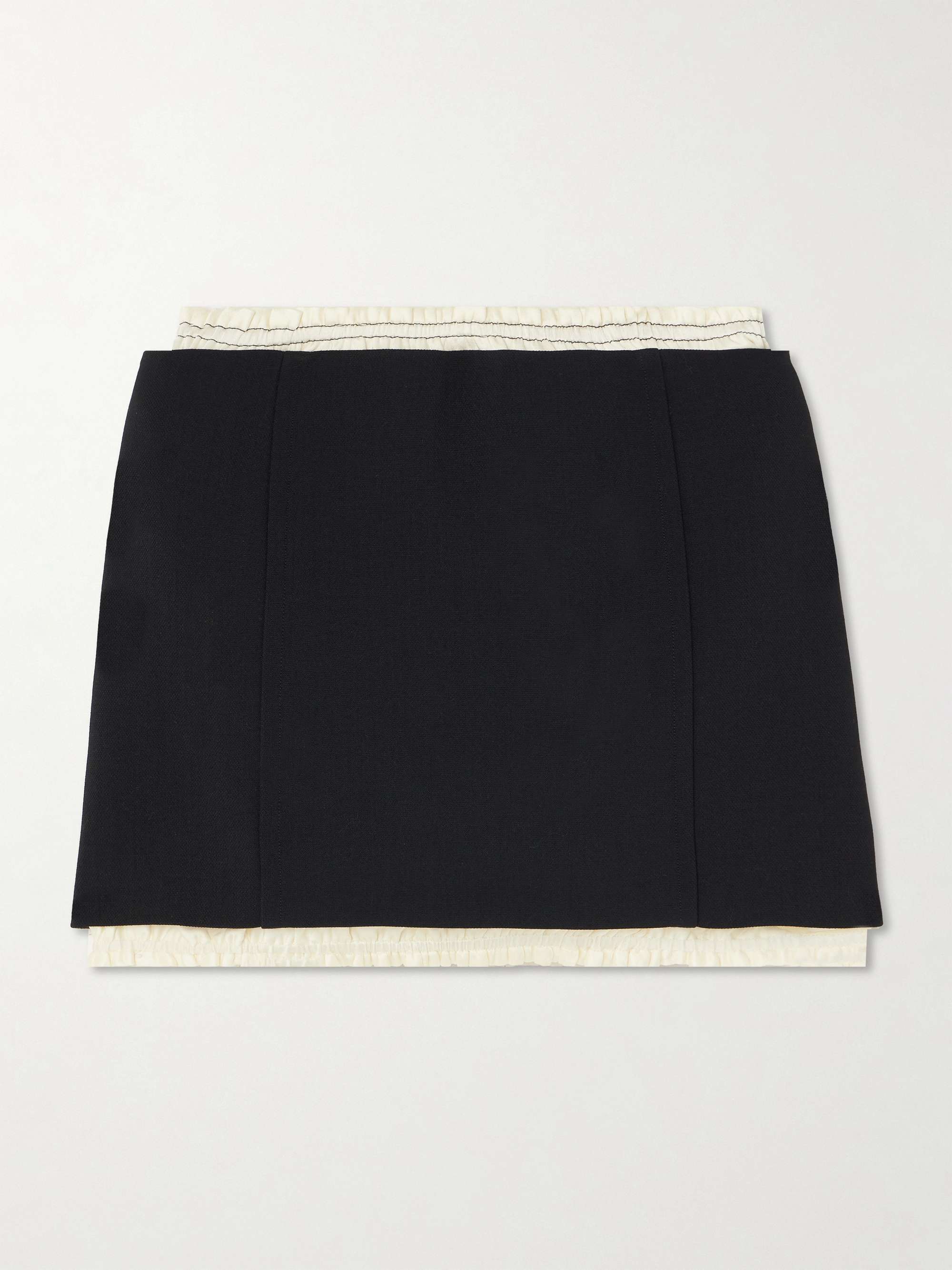 Layered ruched satin-trimmed crepe mini skirt hero visual