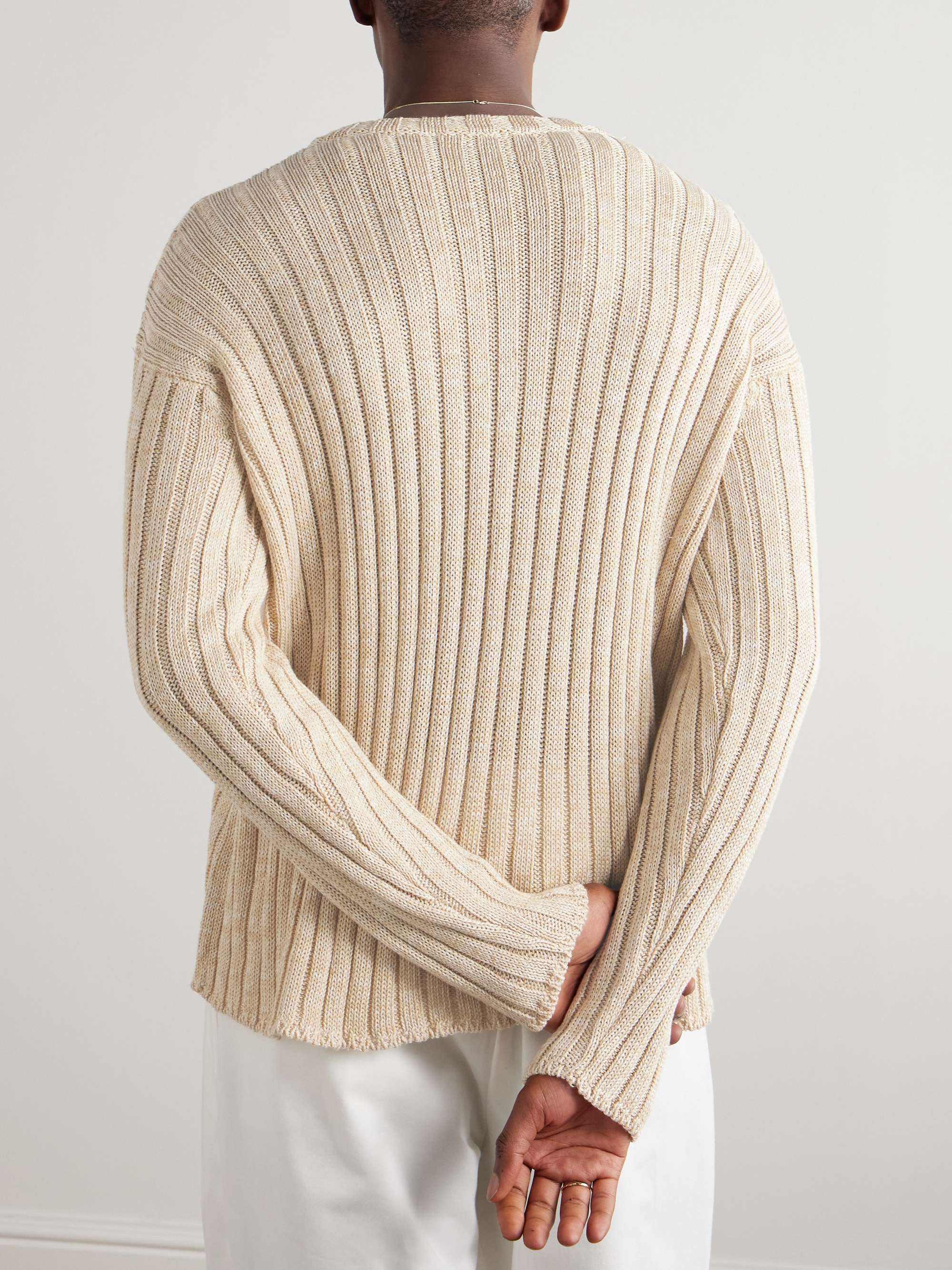 Ribbed Linen and Organic Cotton-Blend Sweater view