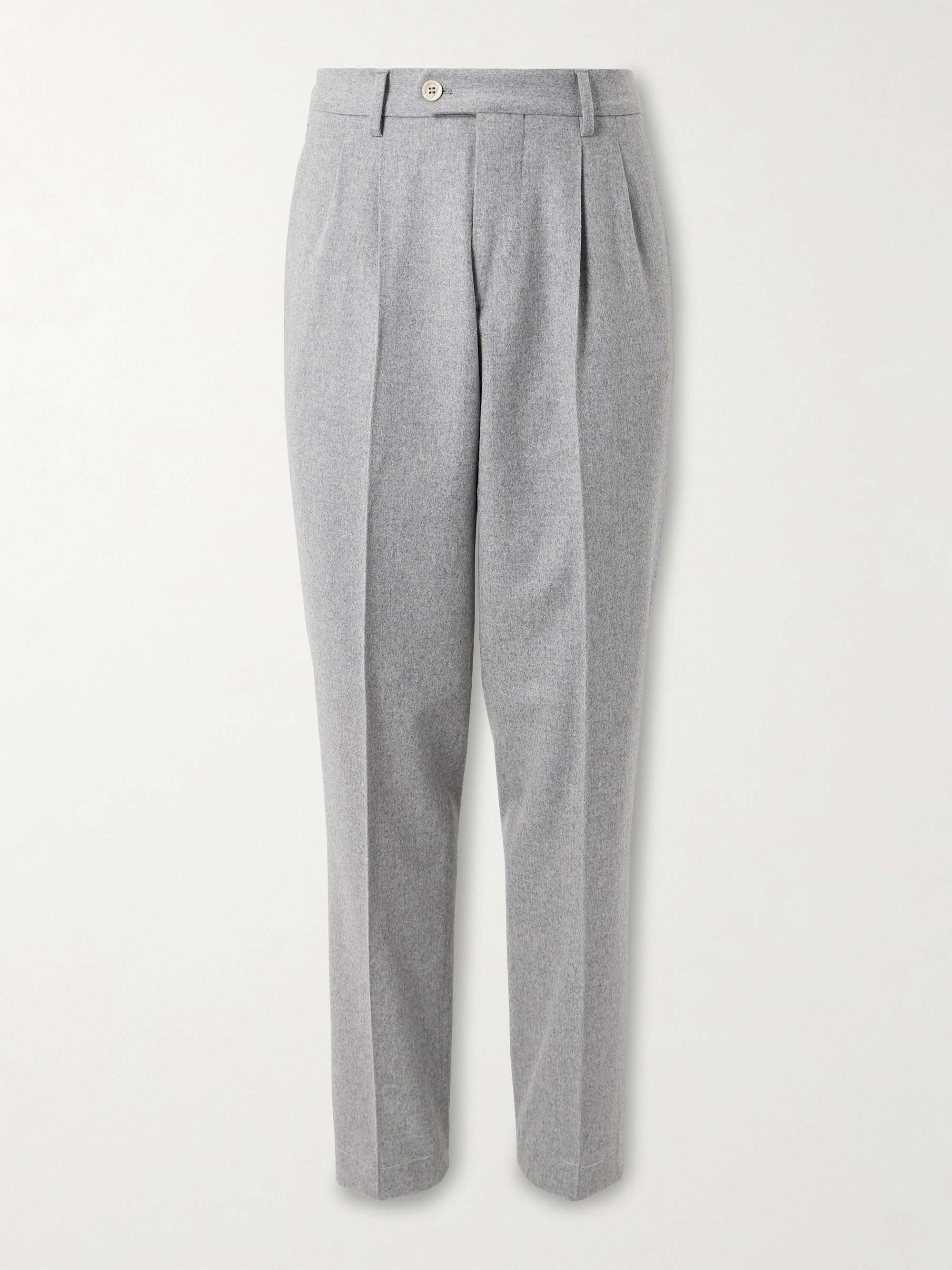 Straight-Leg Pleated Cotton and Cashmere-Blend Suit Trousers hero visual