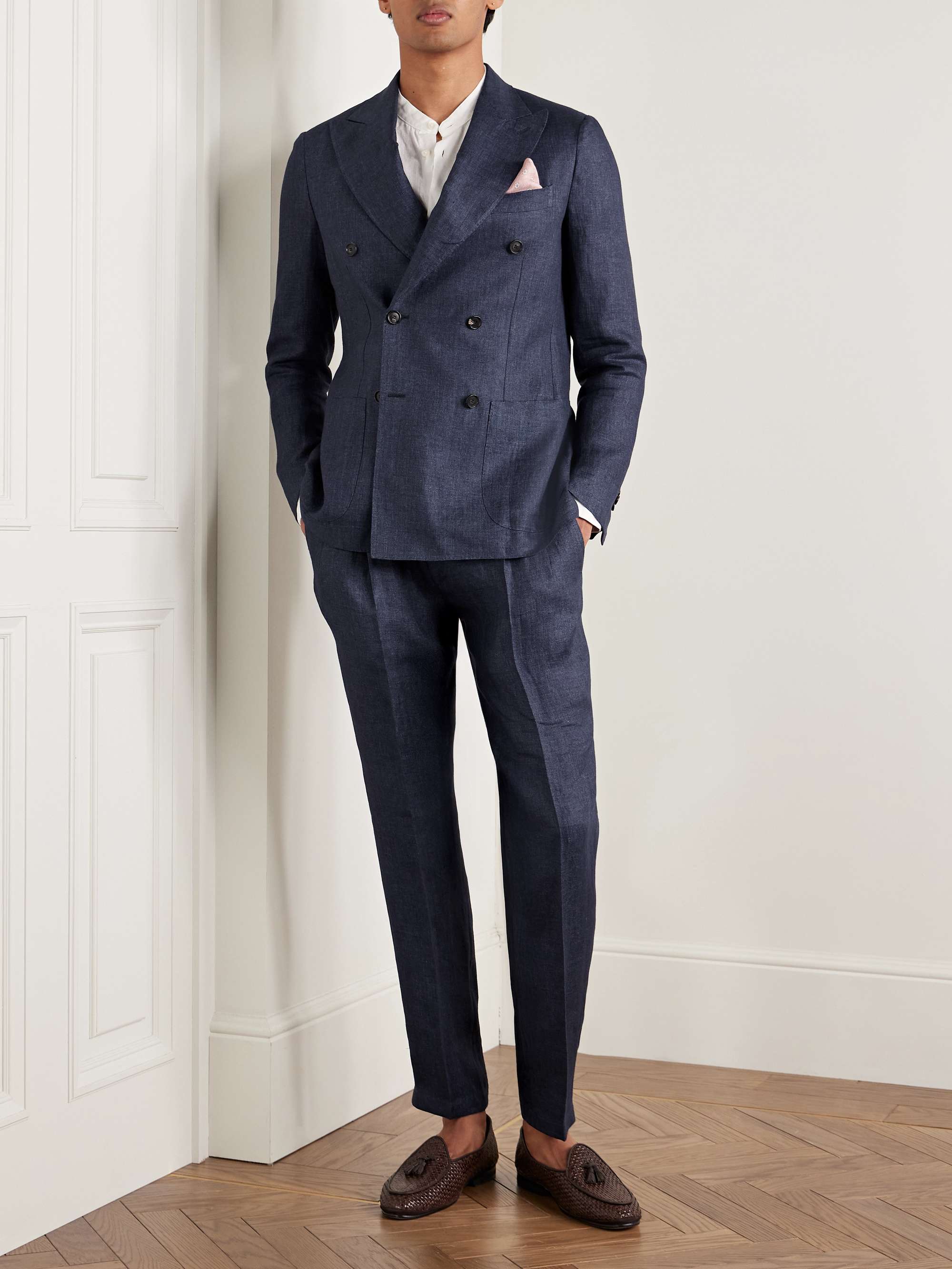 Vesuvio Double-Breasted Linen Suit Jacket view