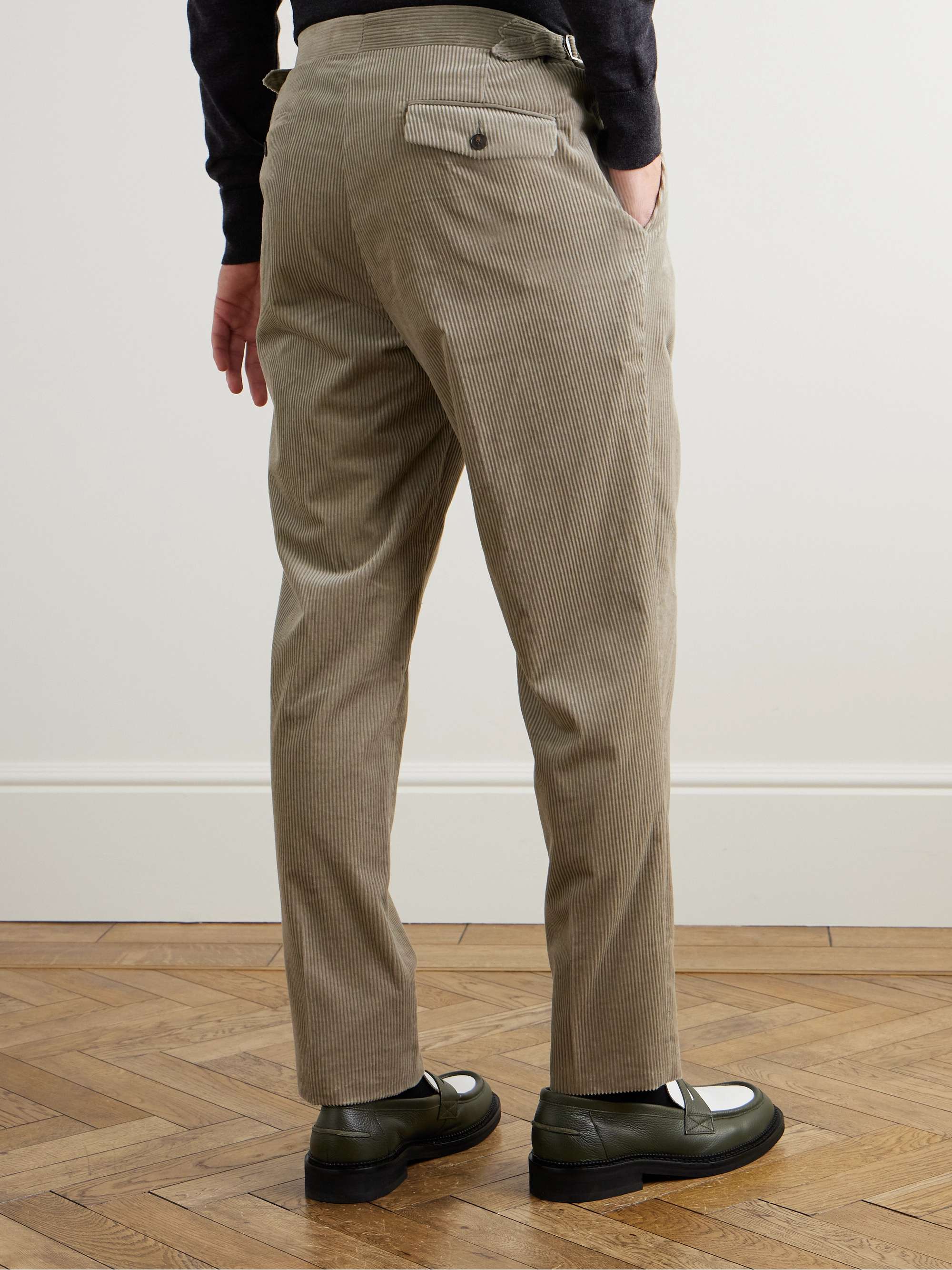 Slim-Fit Straight-Leg Cotton and Cashmere-Blend Corduroy Tuxedo Trousers view