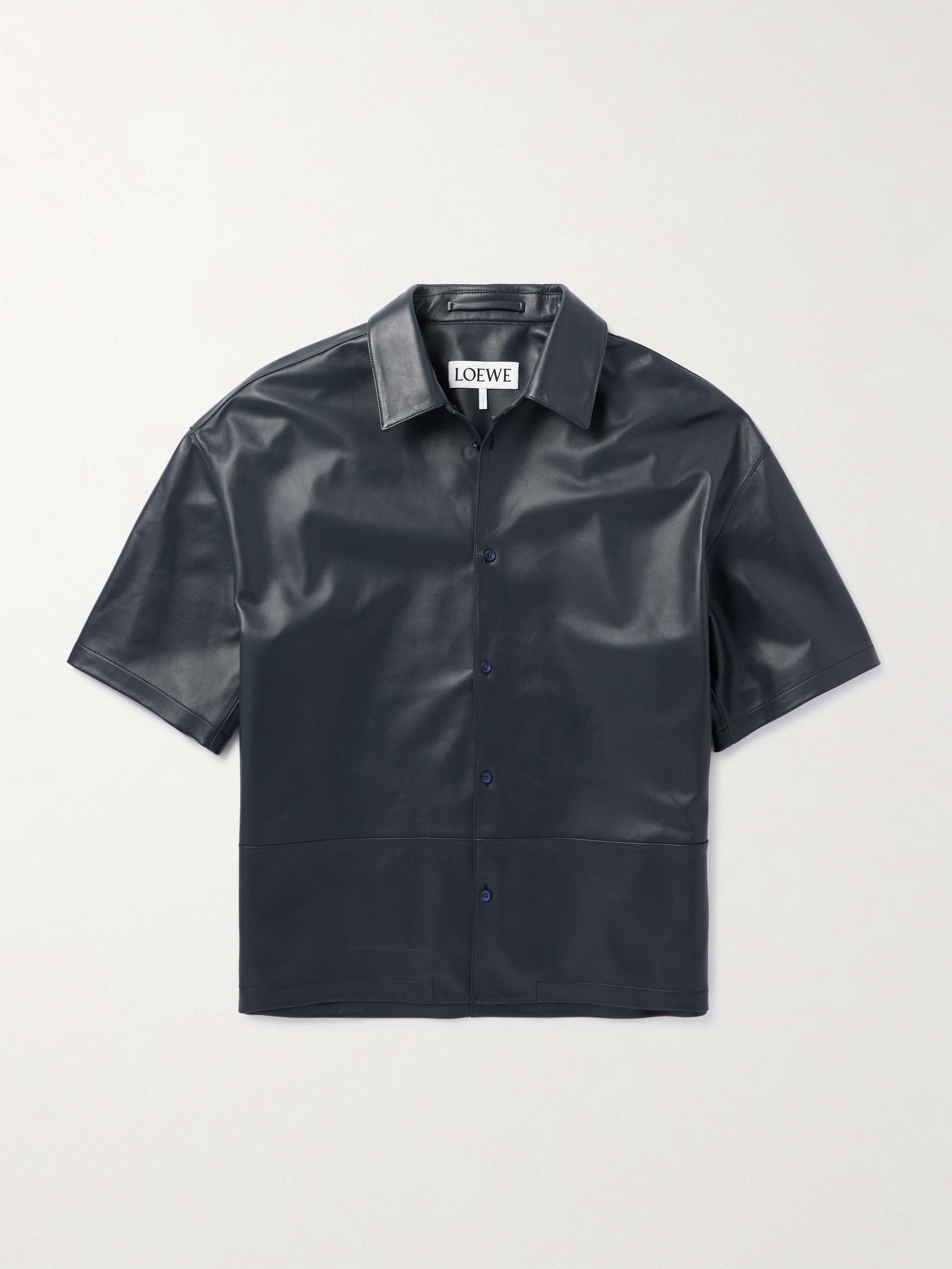 Anagram Logo-Embossed Panelled Leather Shirt hero visual