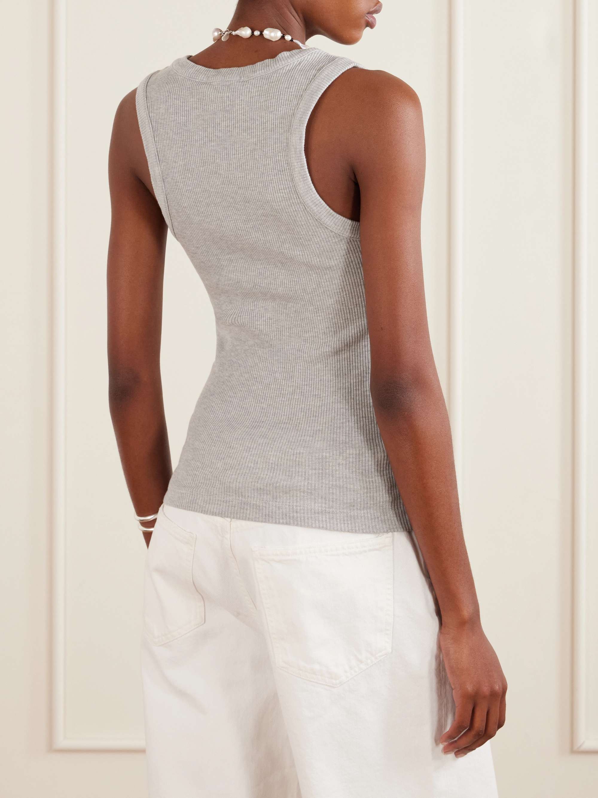 Poppy ribbed stretch organic cotton and TENCEL Lyocell-blend jersey tank view