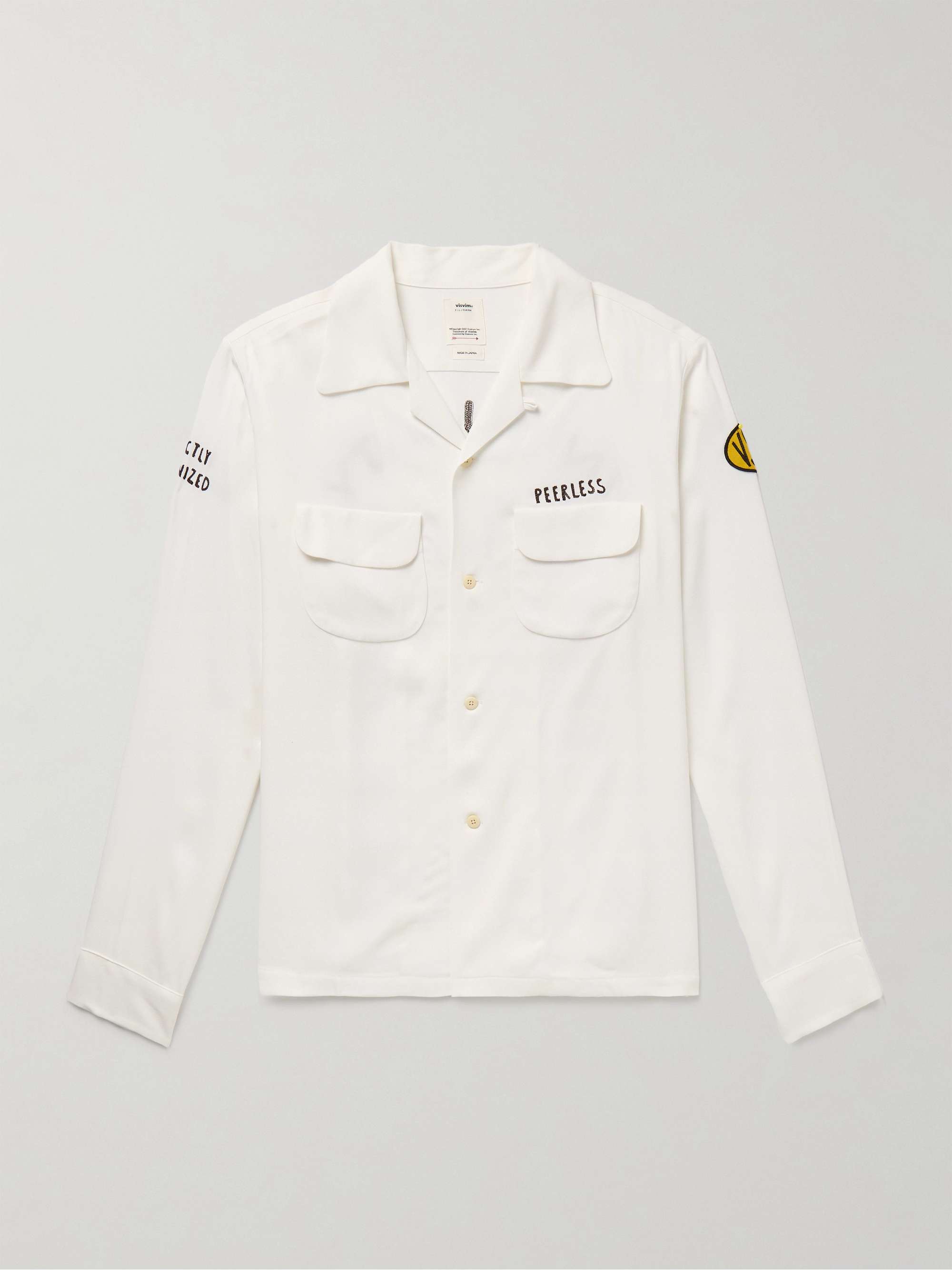 Keesey Convertible-Collar Appliquéd Embroidered Woven Shirt hero visual