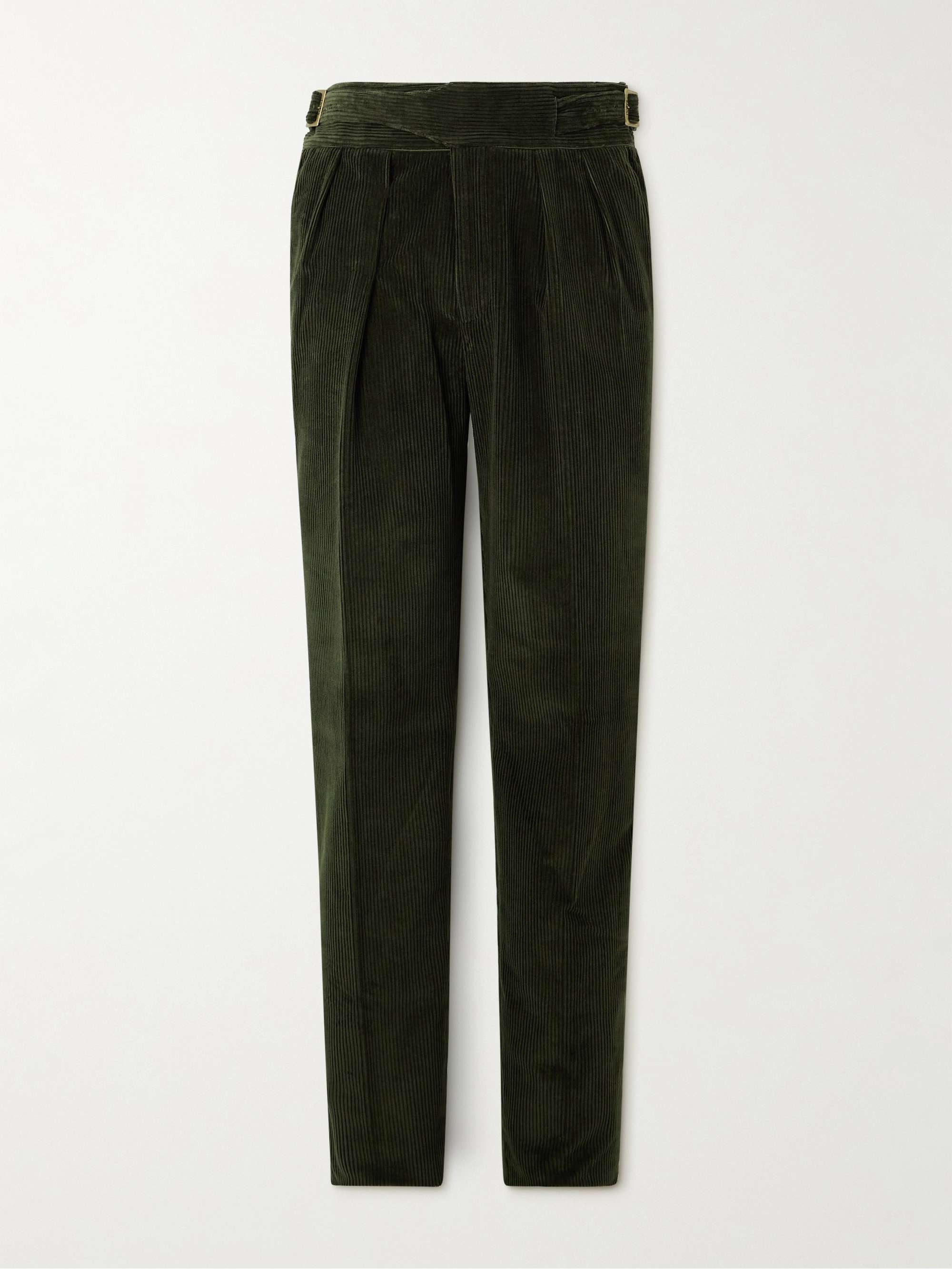 Manny Tapered Pleated Cotton-Corduroy Trousers hero visual
