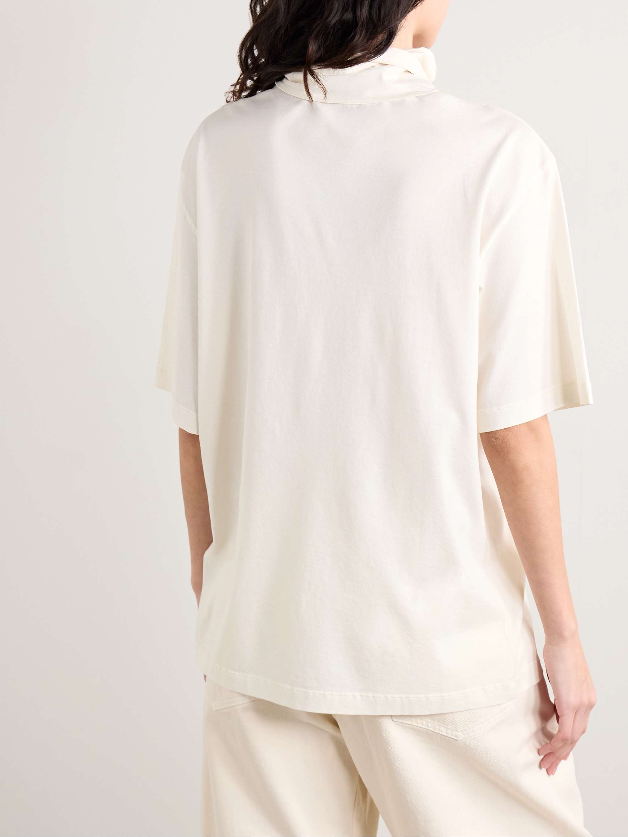 Tie-detailed cotton-jersey T-shirt view