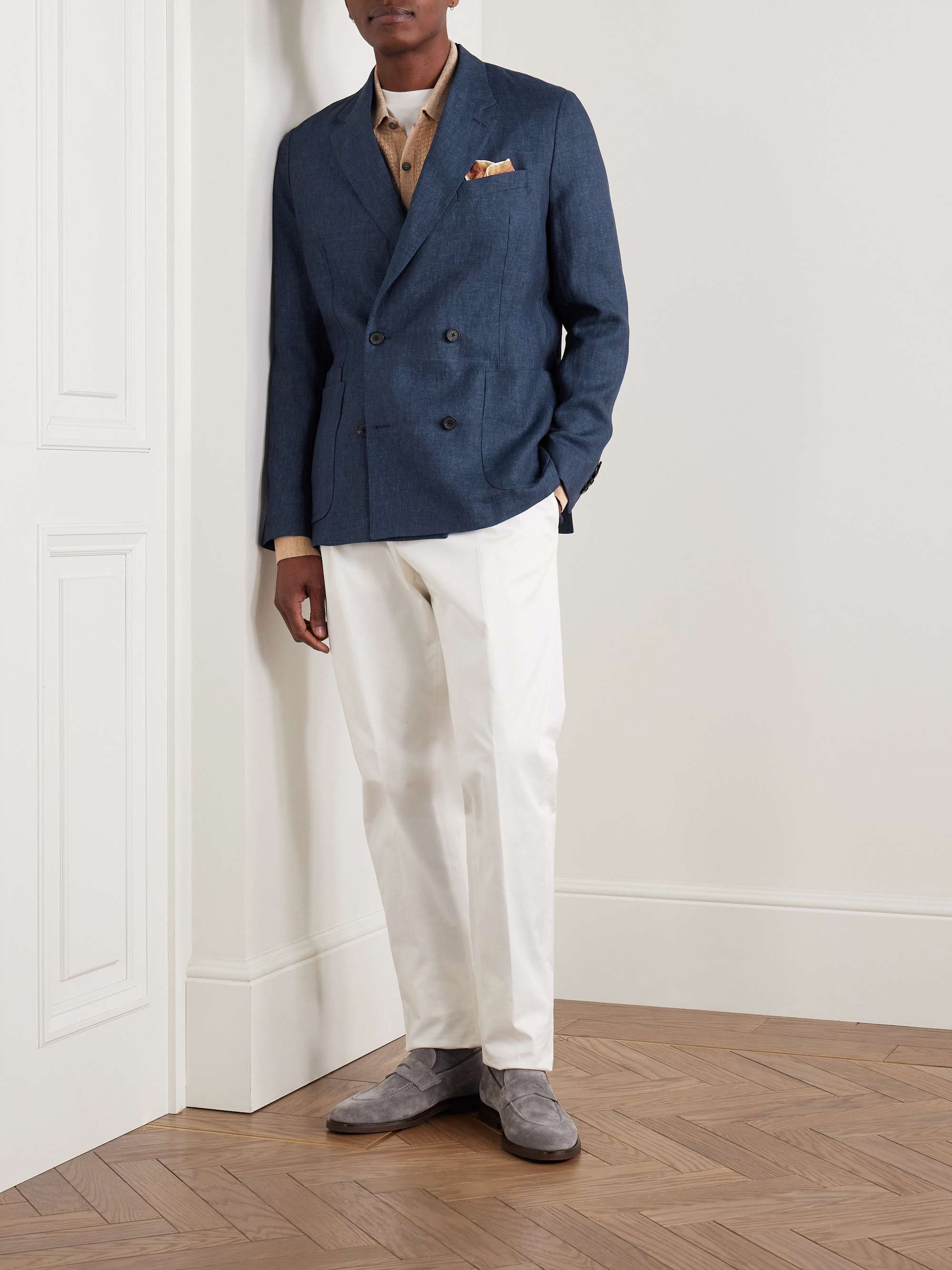 Delave Unstructured Double-Breasted Linen Blazer view