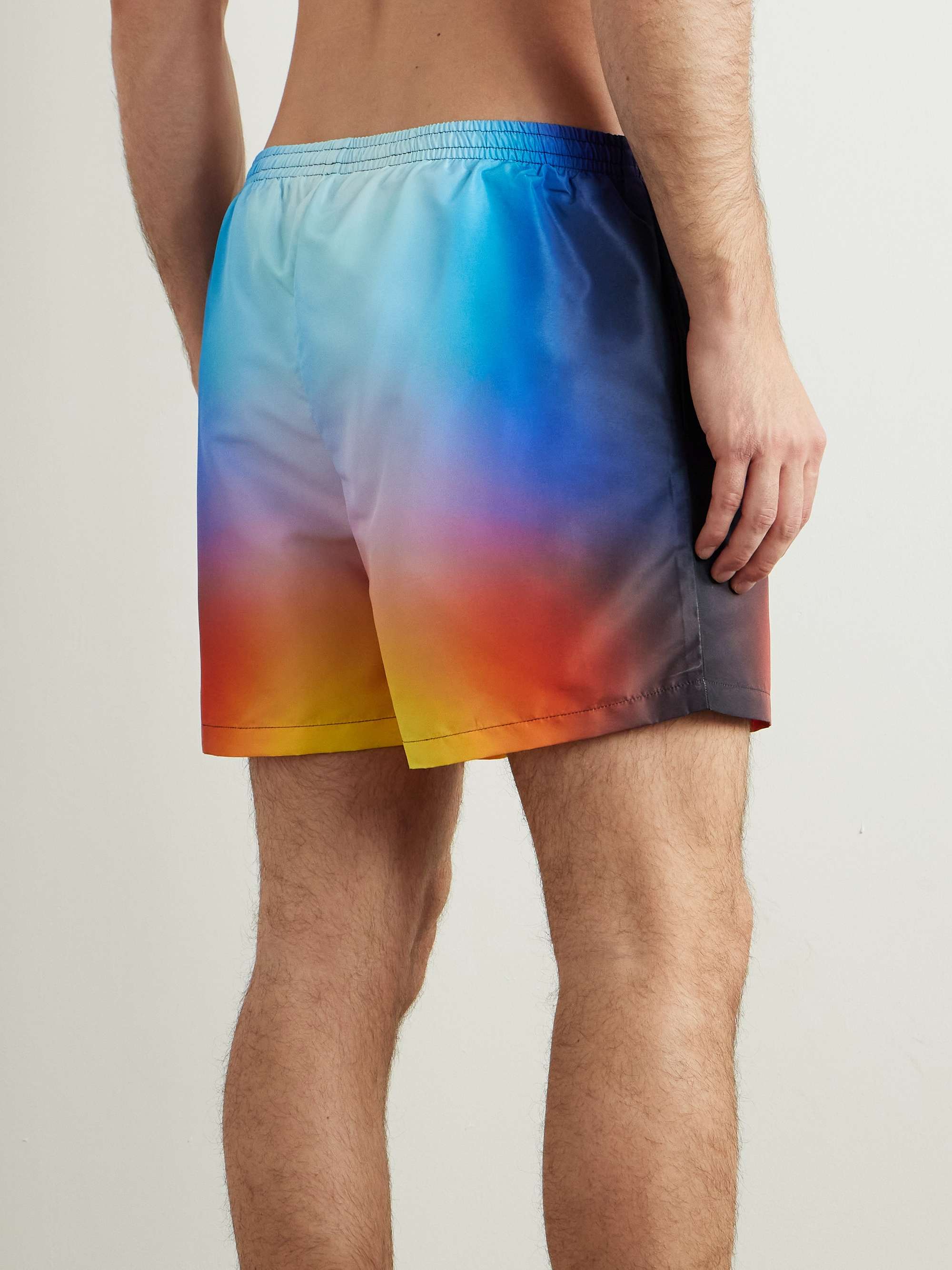 Straight-Leg Mid-Length Dégradé Logo-Appliquéd Swim Shorts view
