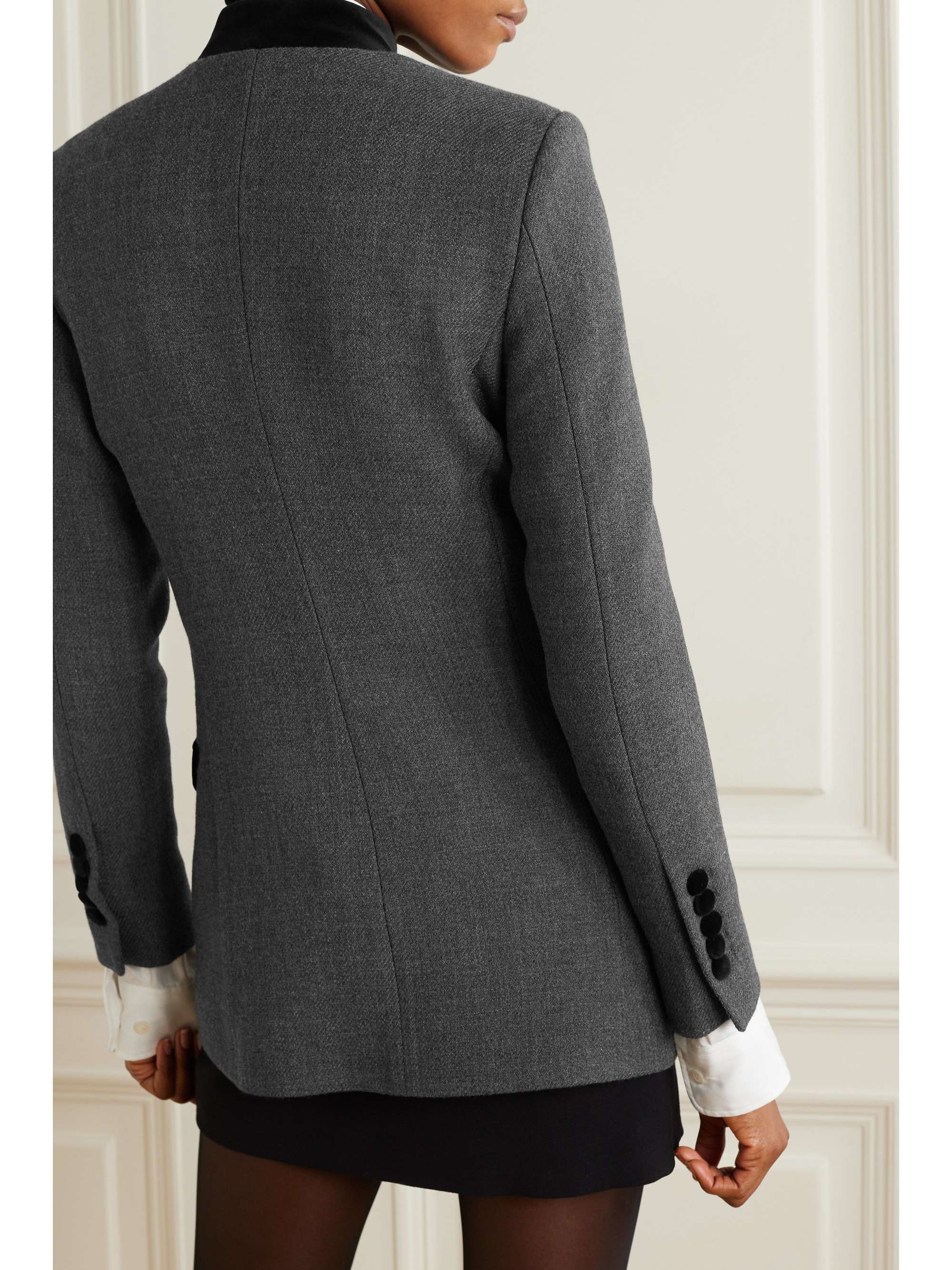 + NET SUSTAIN Raja velvet-trimmed wool-tweed blazer view