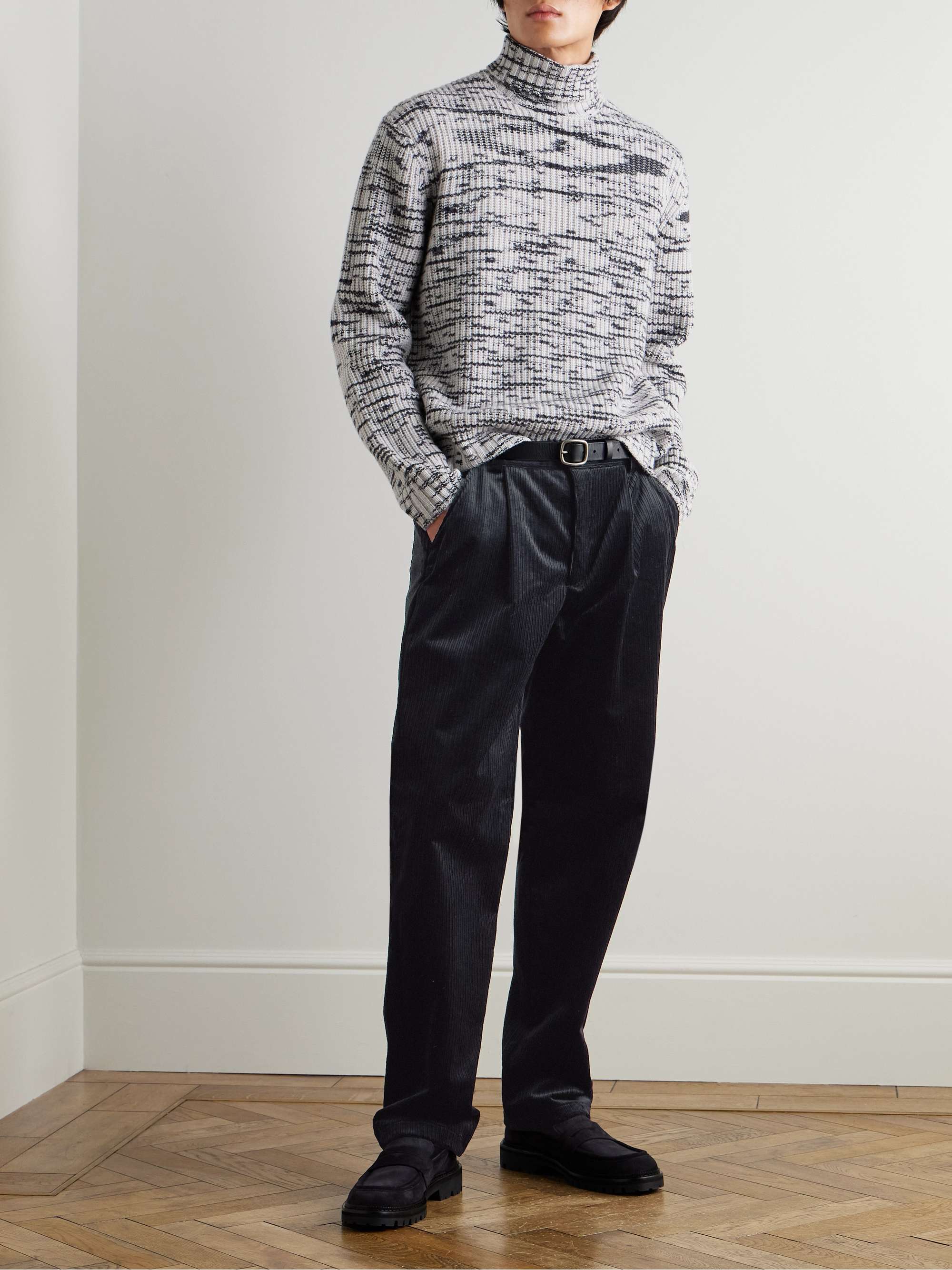 Morton Straight-Leg Pleated Cotton-Corduroy Trousers view